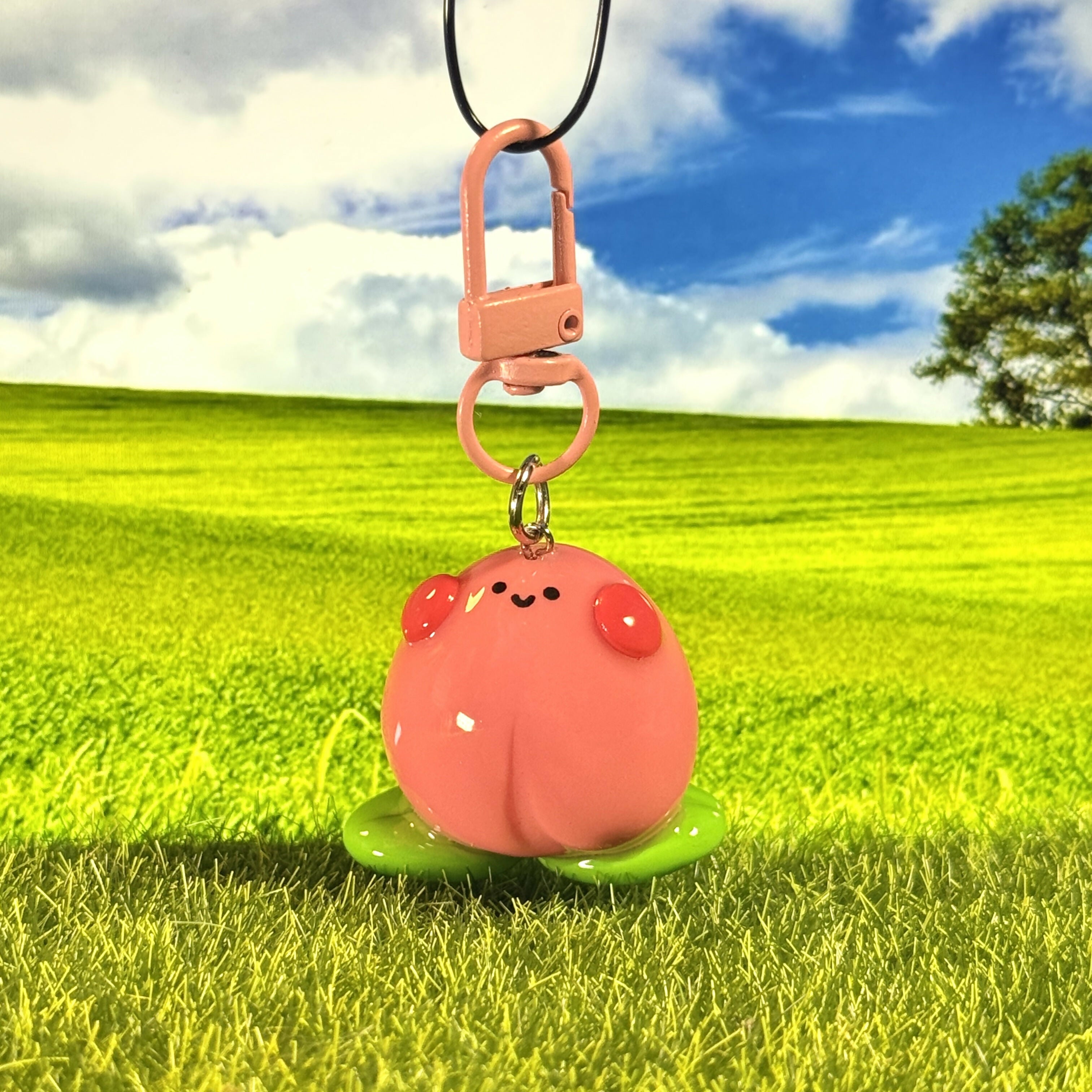 Happy Peach Keychain