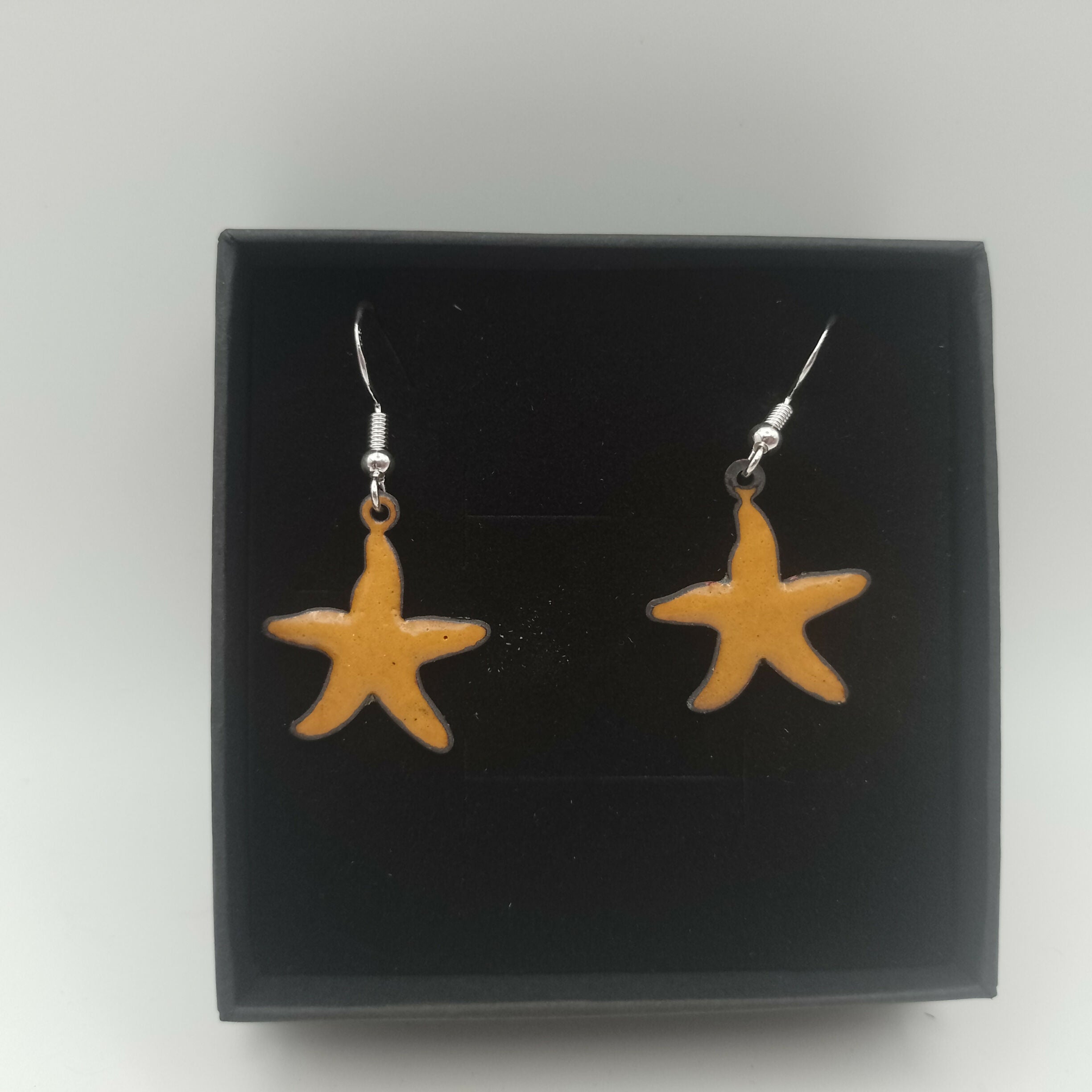 Yellow Enamel Starfish Earrings