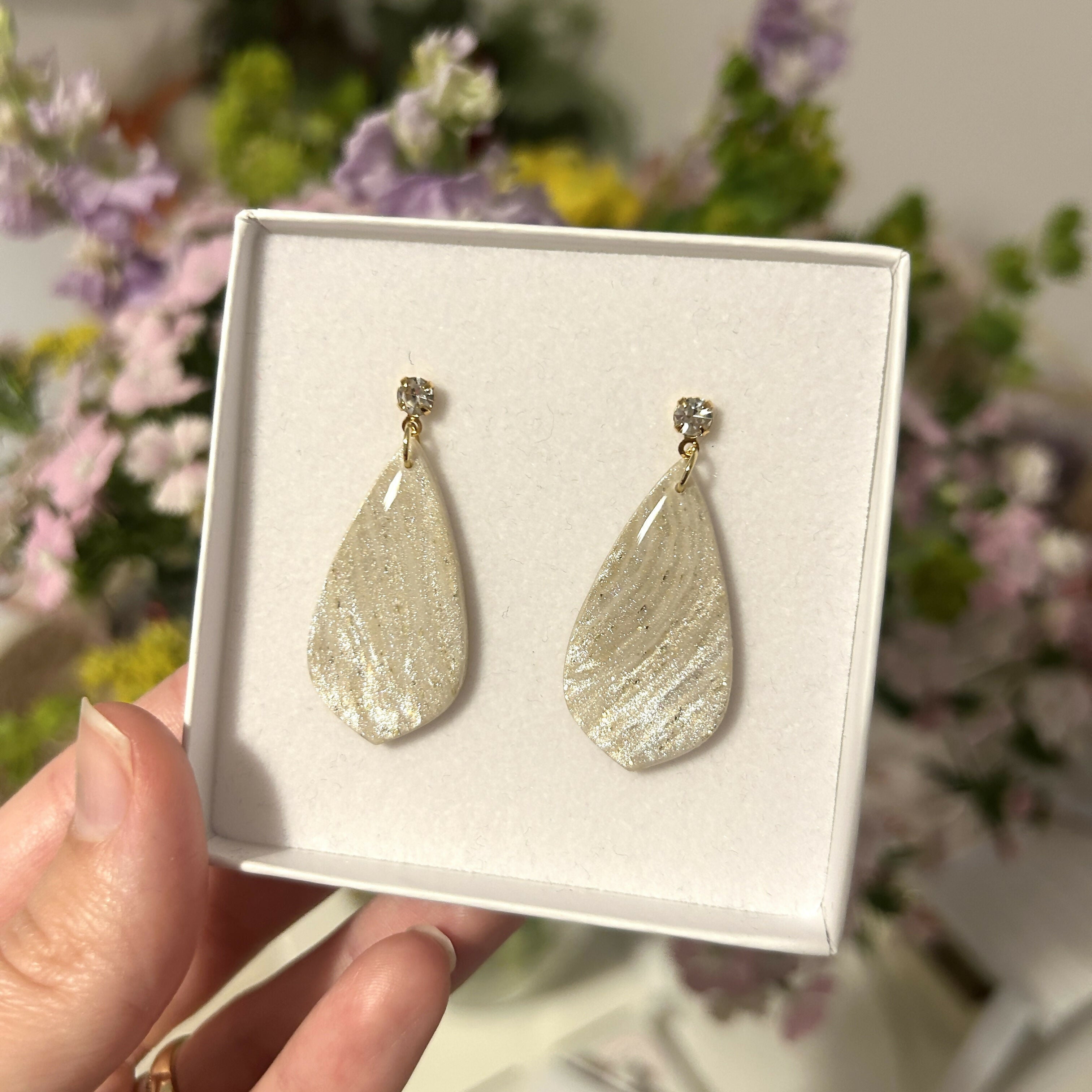 Beige Marble Pattern Earrings