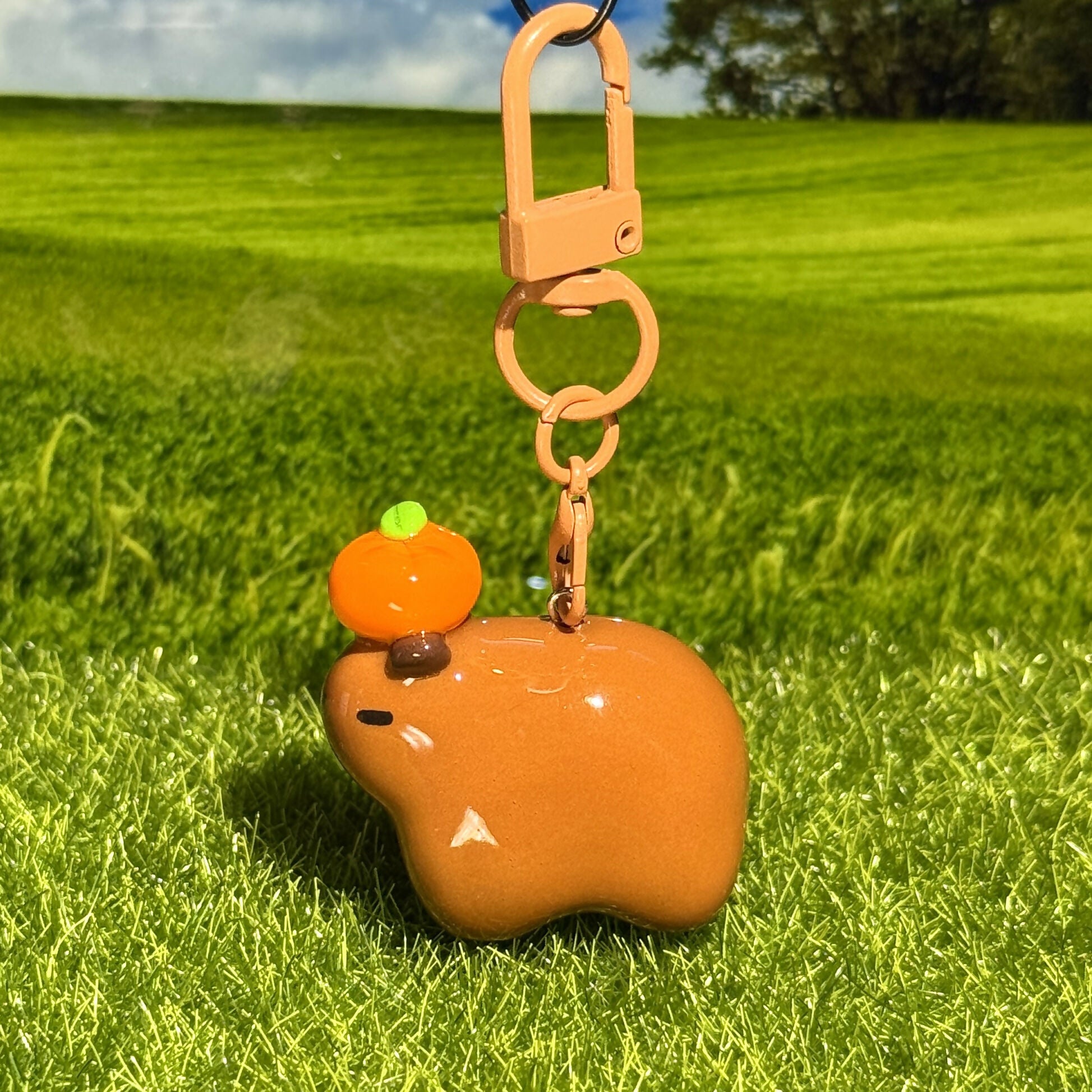 Capybara with Orange Keychain