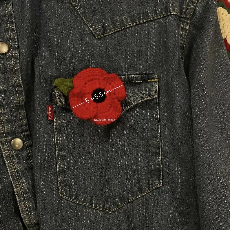 Crochet Poppy Pin