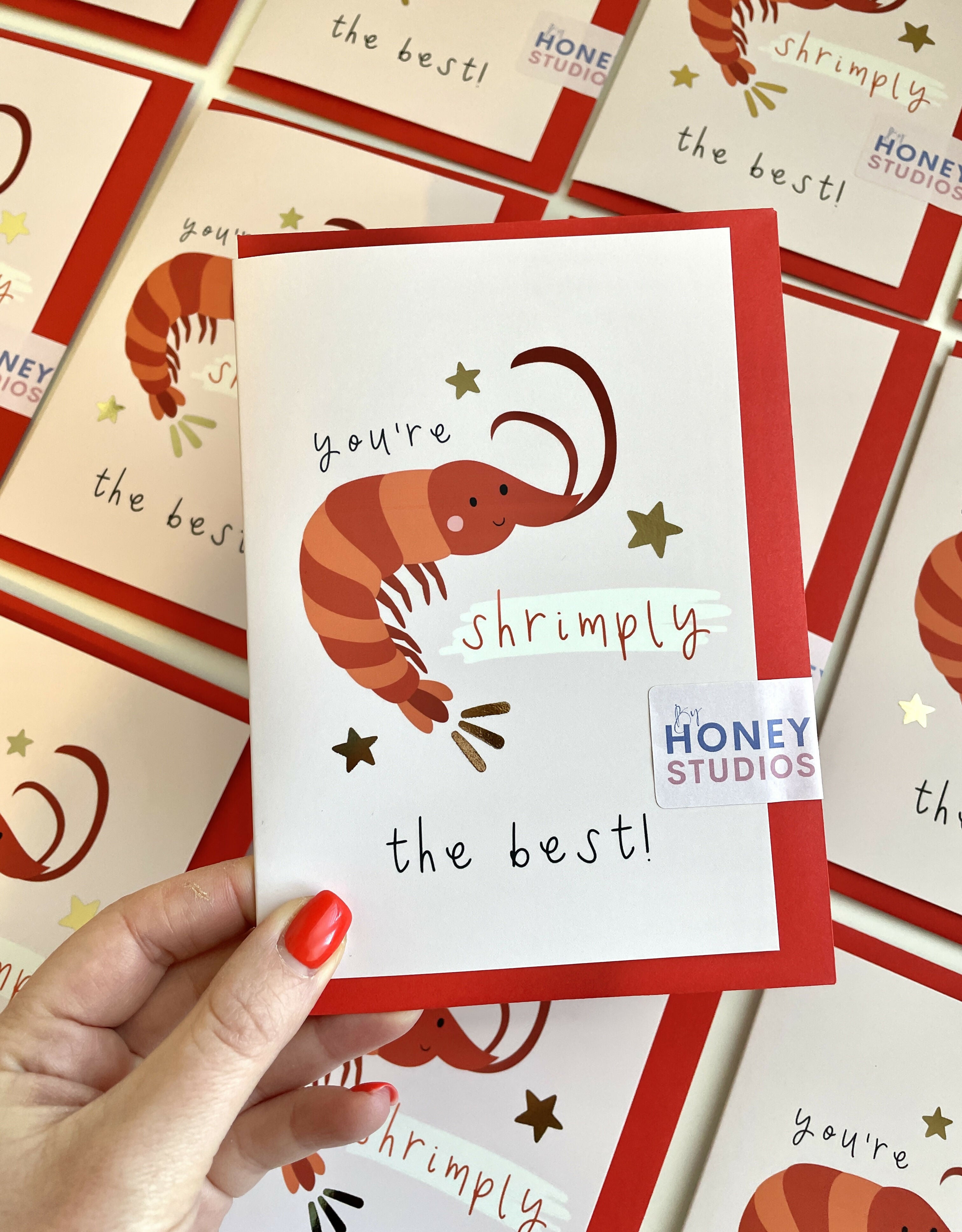FOILED SHRIMPLY THE BEST GREETINGS CARD