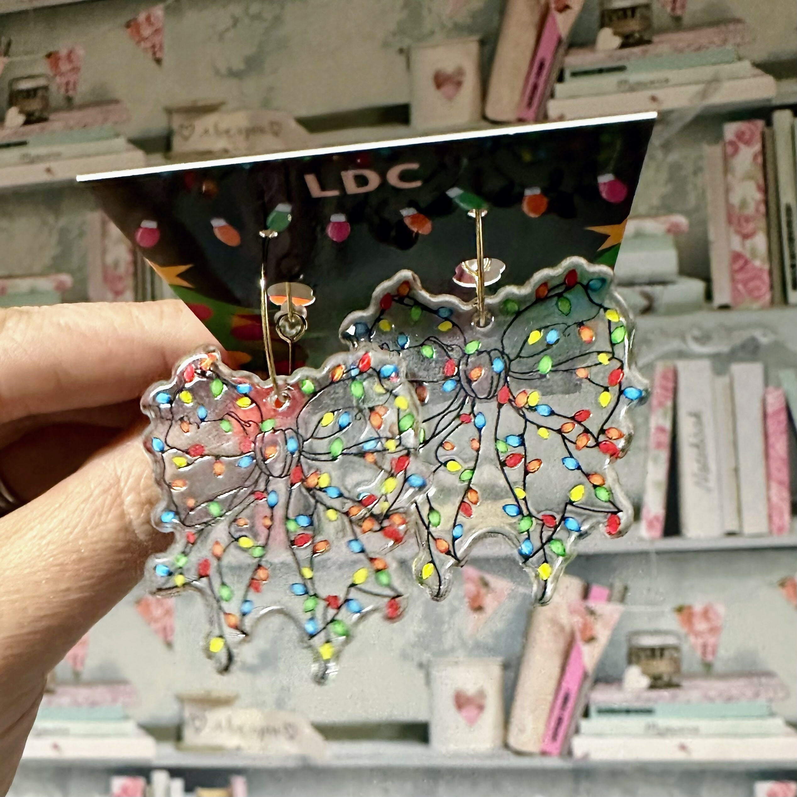 Christmas Bow Hoop Earrings