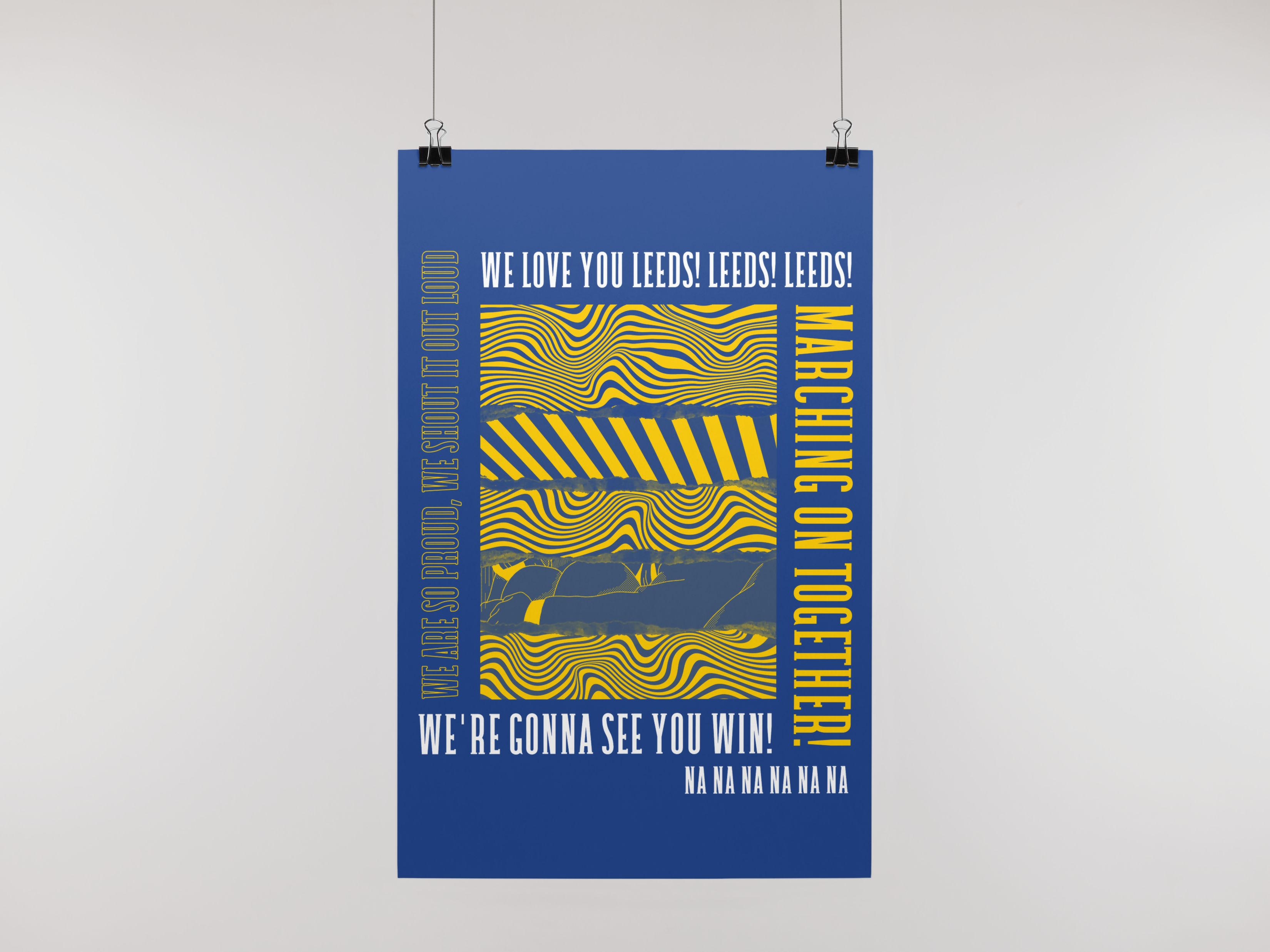 Leeds Utd - Inspired 'MARCHING ON TOGETHER' LYRICS - Art Print - Blue