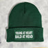 Young At Heart Cuffed Rectangular Patch Beanie Hat