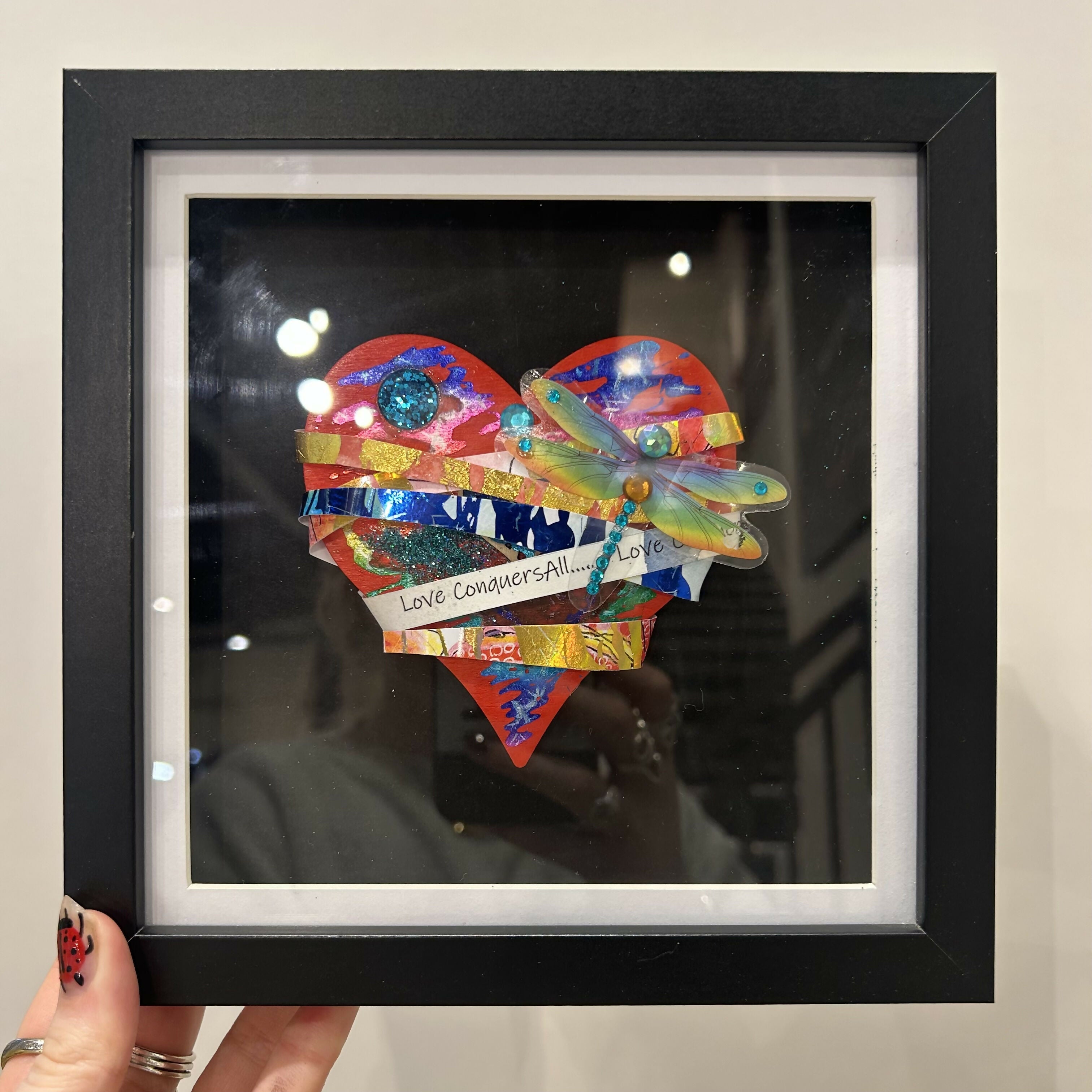 Love Conquers All Mixed Media Black Frame