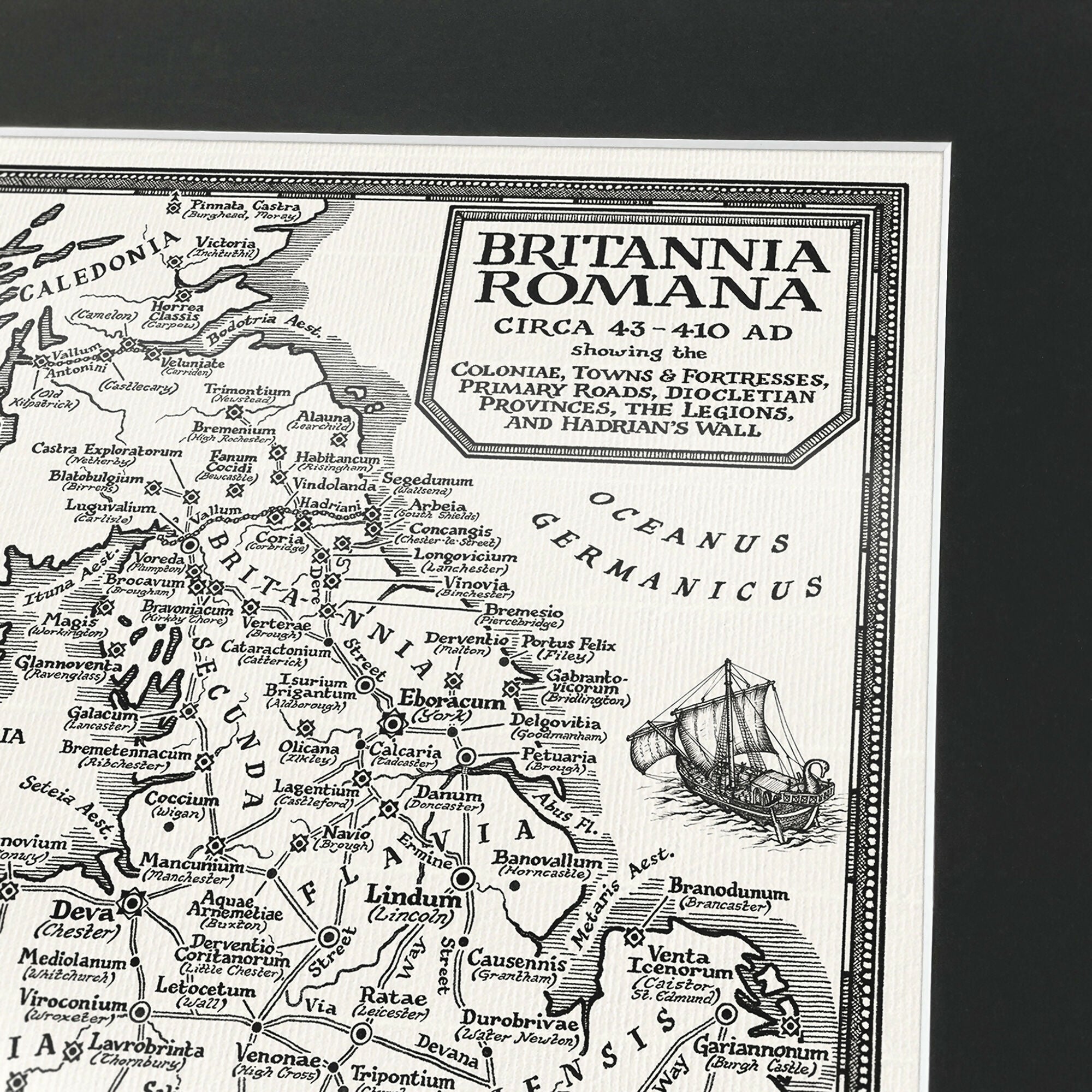 Roman Britain Map Hand Drawn Fine Art Print