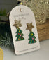 DANGLY, GLITTER CHRISTMAS TREE EARRINGS