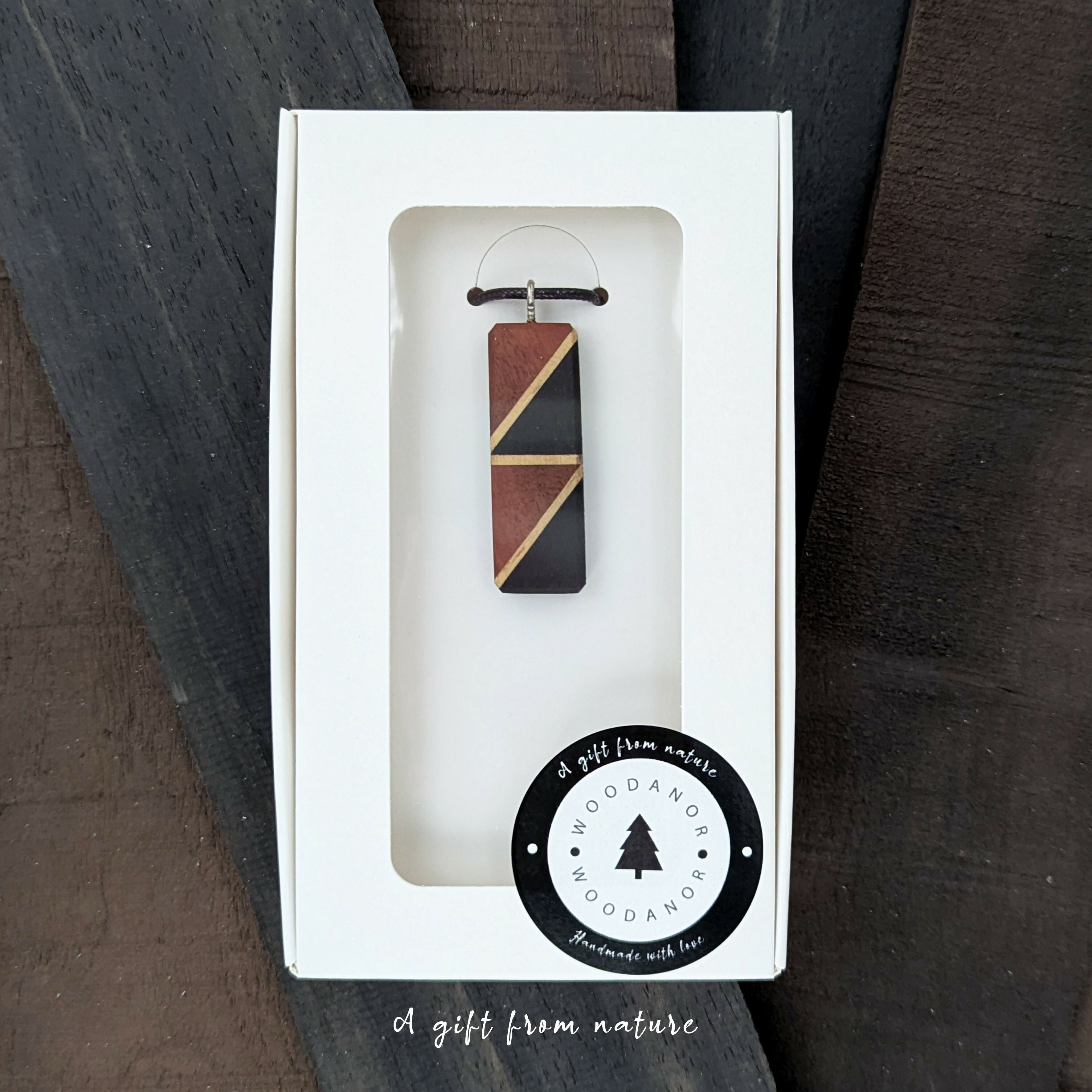 Geometric Wood Pendant Necklace