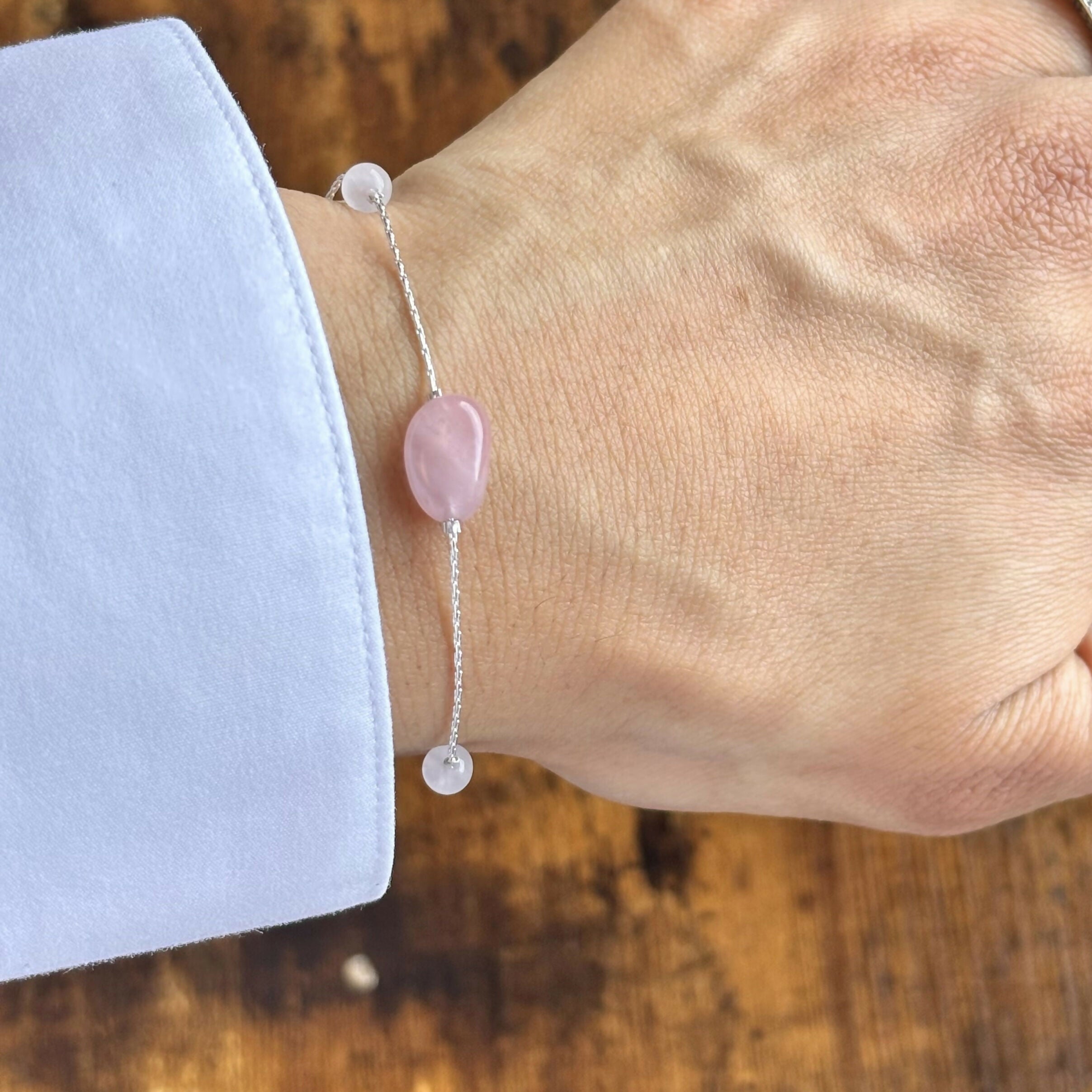 Sterling Silver Elysian Rose Quartz Bracelet
