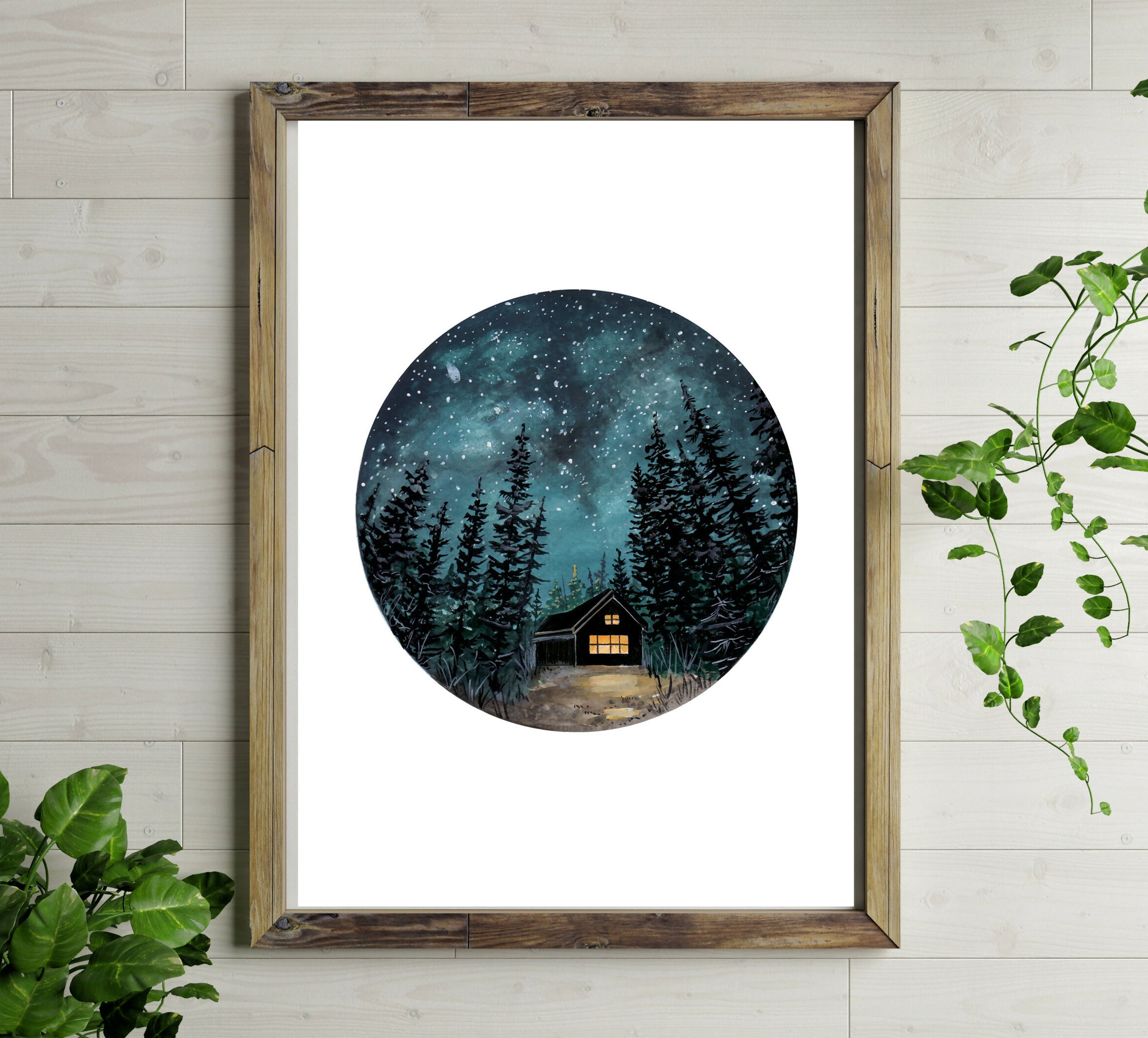 Cabin Under The Stars Art Print