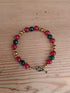 Bronze Toggle Catch Bracelet with Bronze Hematite, Red Chalcedony and Faceted Green Chalcedony
