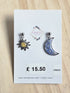 Stainless Steel Sun and Moon with Real Flowers Dangle Earrings