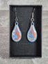 Handcrafted Teardrop Earrings With Blue, Silver And Red Colours