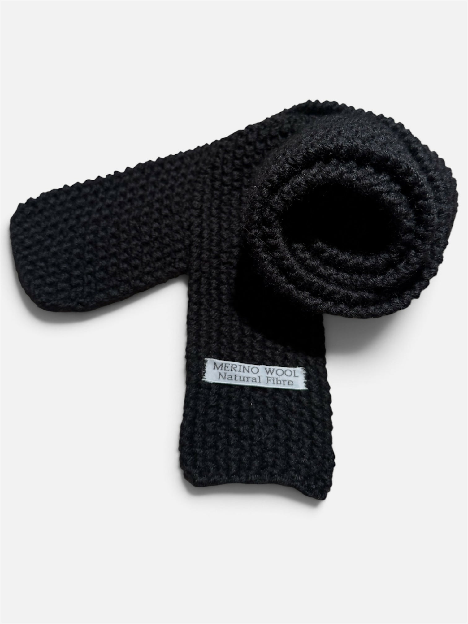 PURE MERINO WOOL, ALL BLACK, LONG LENGTH, SKINNY SCARF