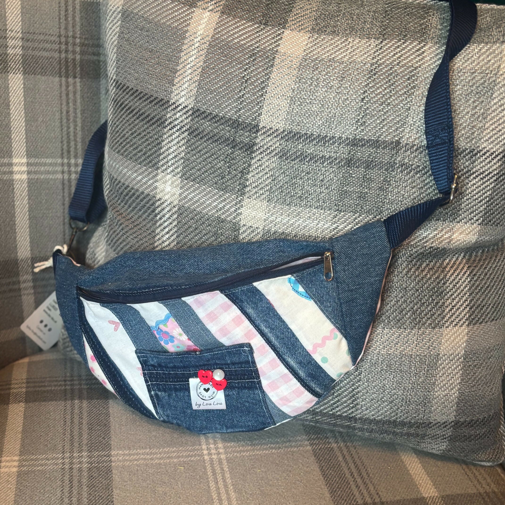 Unique Crossbody Bag Handbag Made From Upcycled Jeans With Adjustable Handle