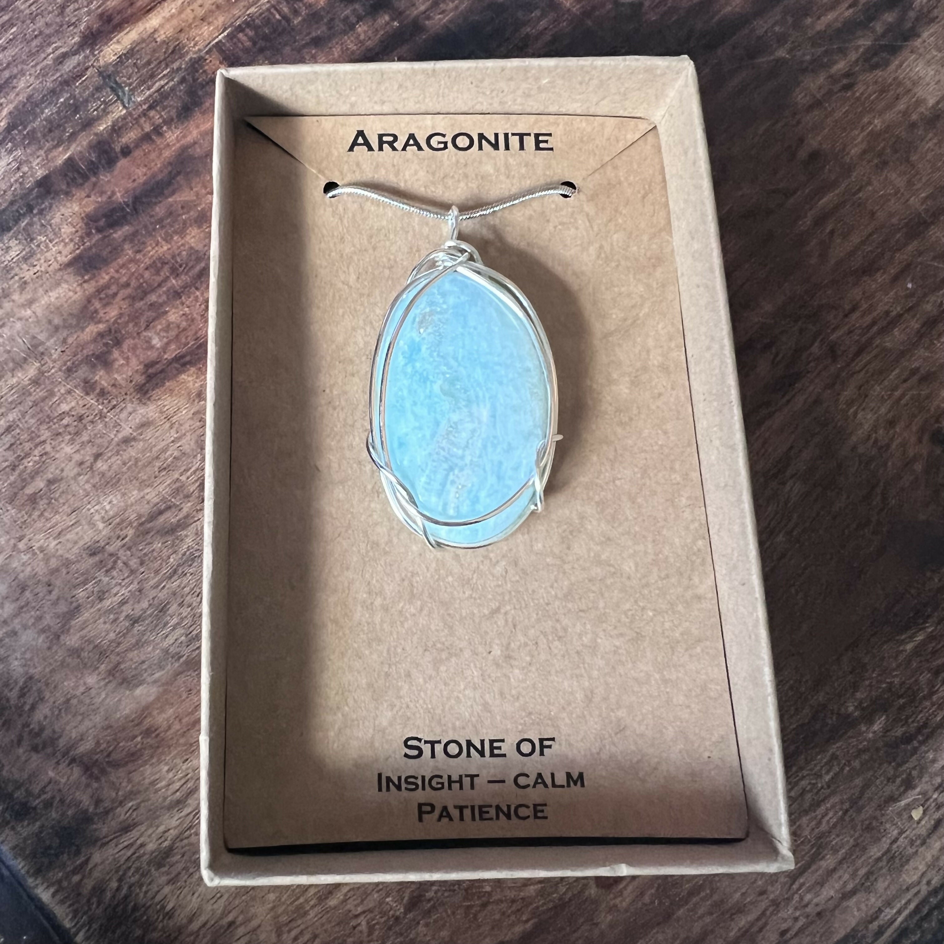 Aragonite Wire Wrapped Pendant