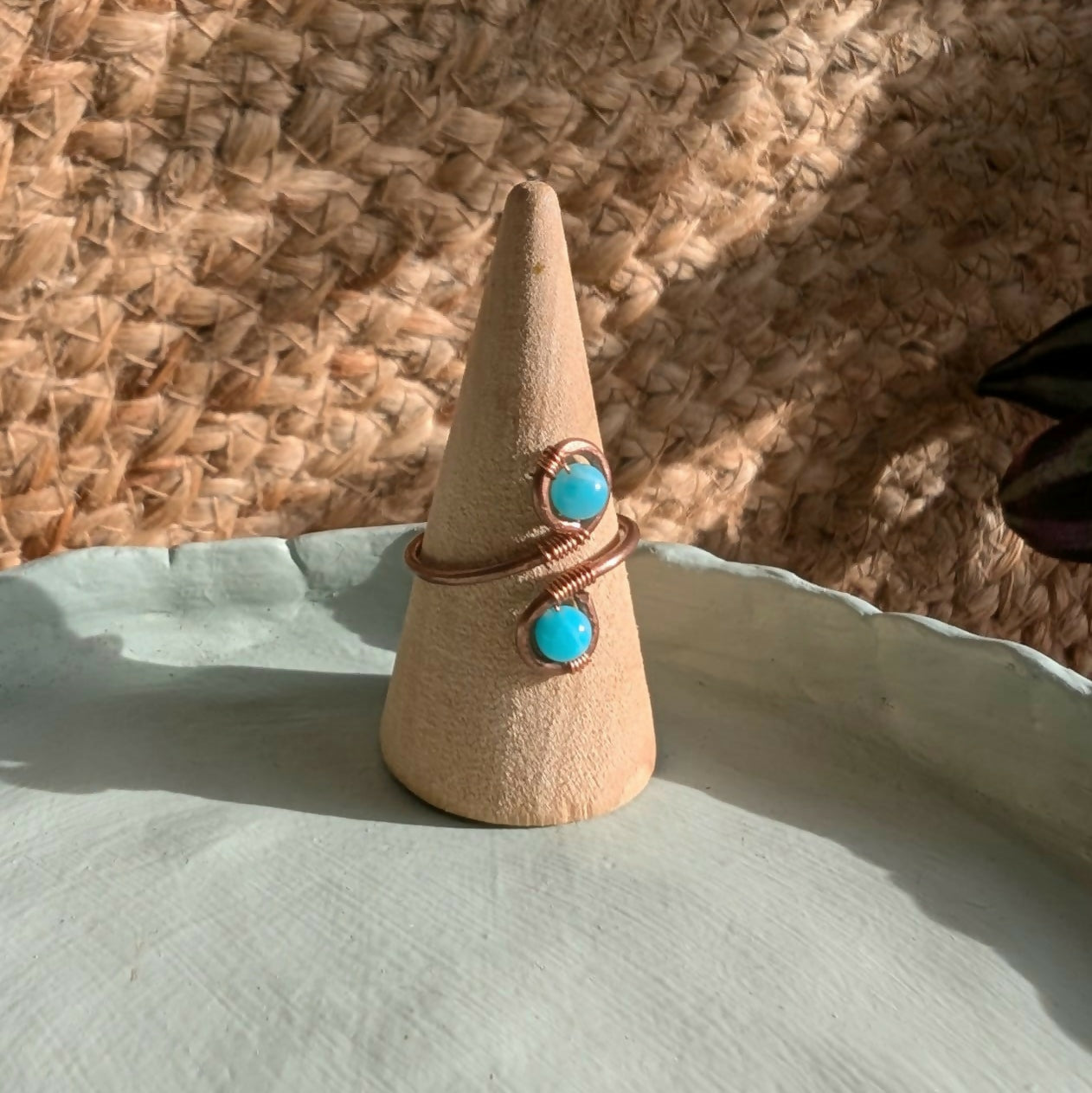 Adjustable Wire Wrapped Copper Rings With Crystals