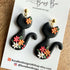 Polymer Clay Floral Cats Earrings / Handmade Cute Animal Dangles