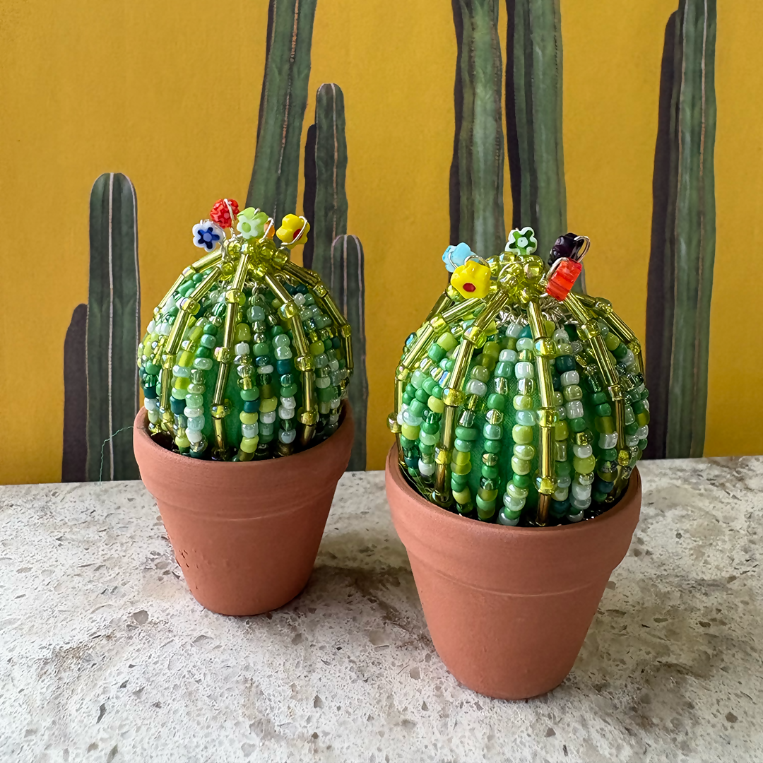 DIY Beaded Ball Cactus Kit with Terracotta Pot