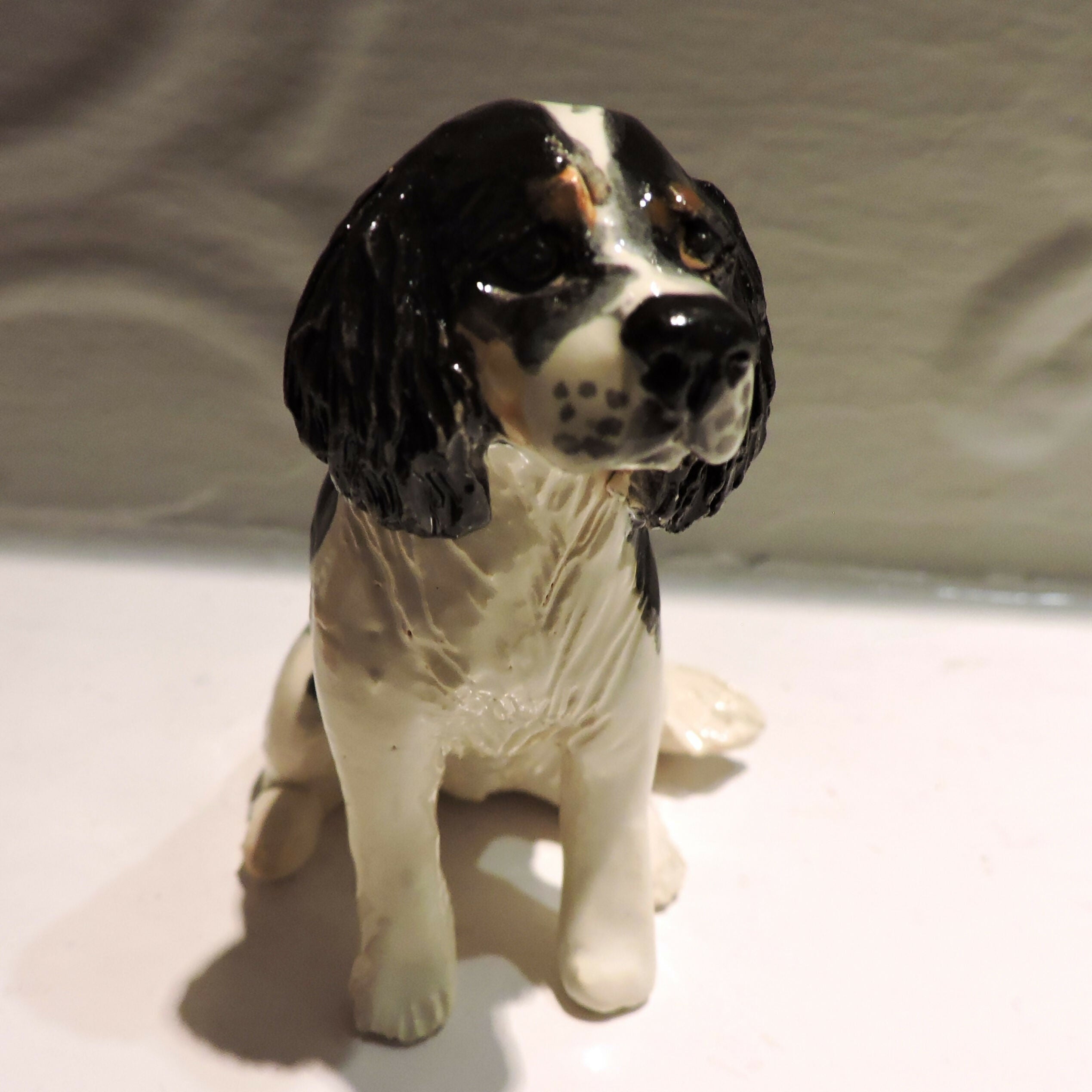 Ceramic cavalier king charles spaniel dog sculpture