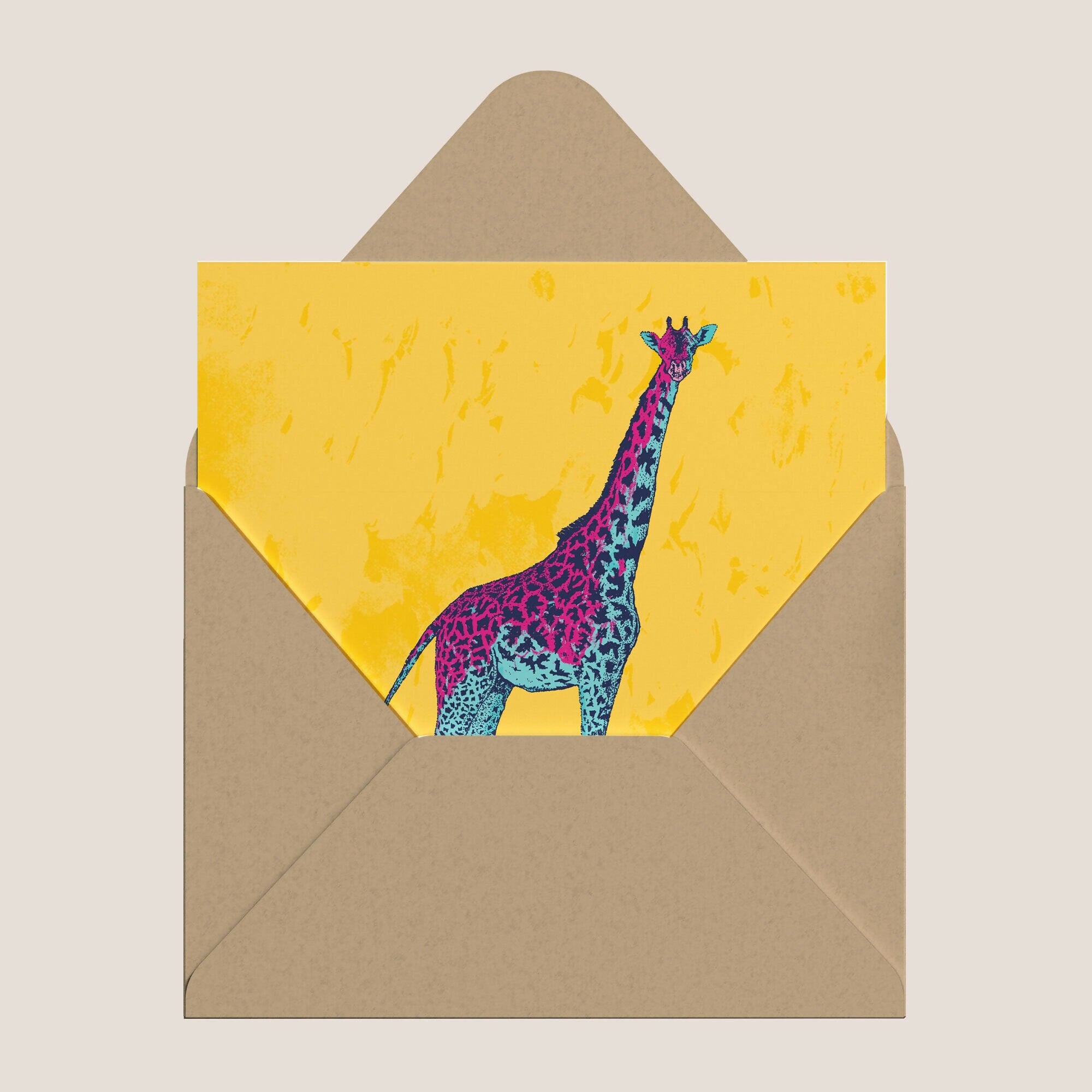 Giraffe - Colourful Animal Greeting Card