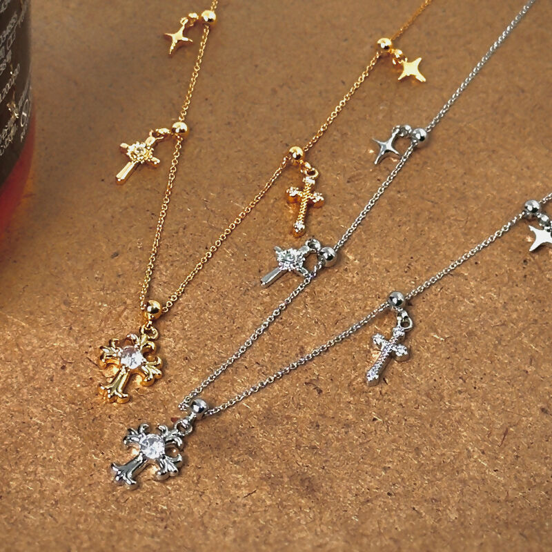 Heavenly Grace Multi-Charm Cross Necklace