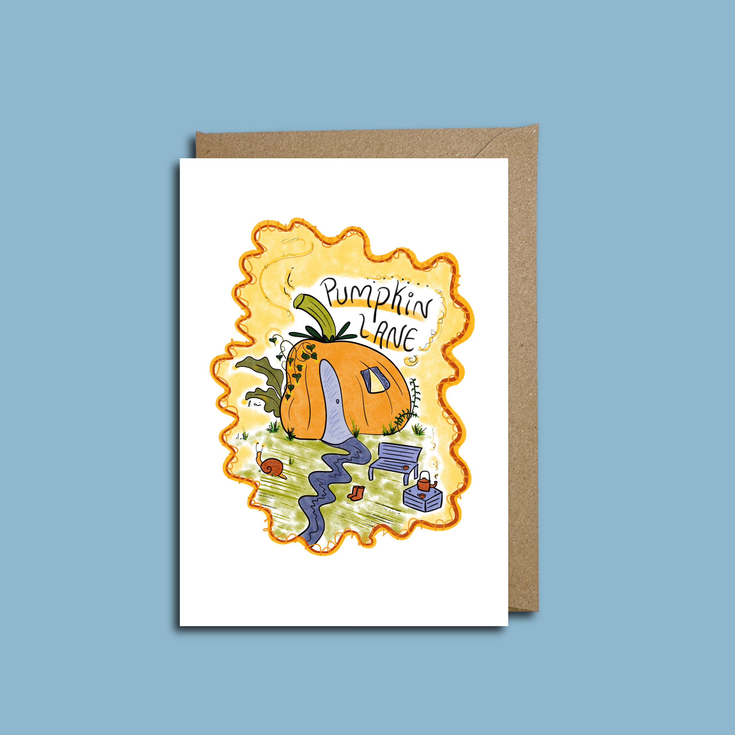 Pumpkin Lane Autumnal A6 Card