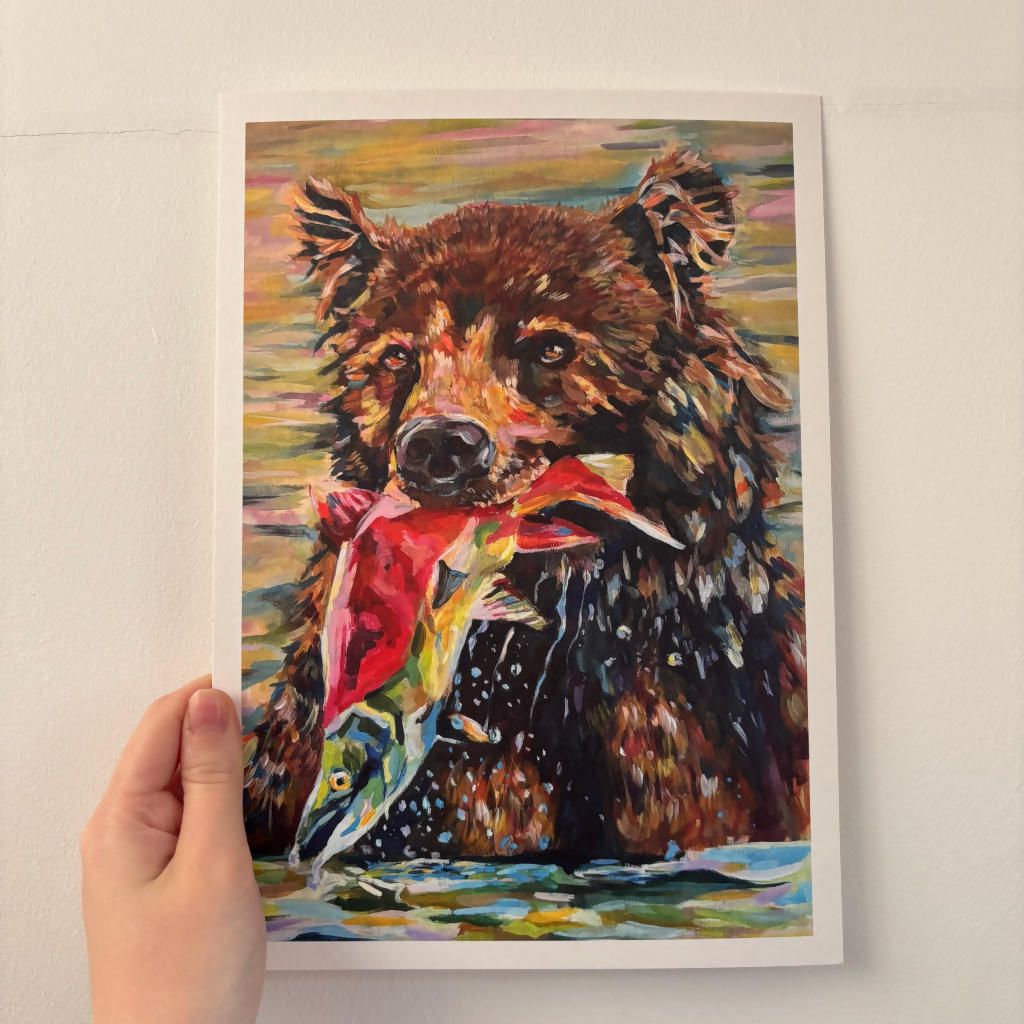 A4 Bear Salmon Print