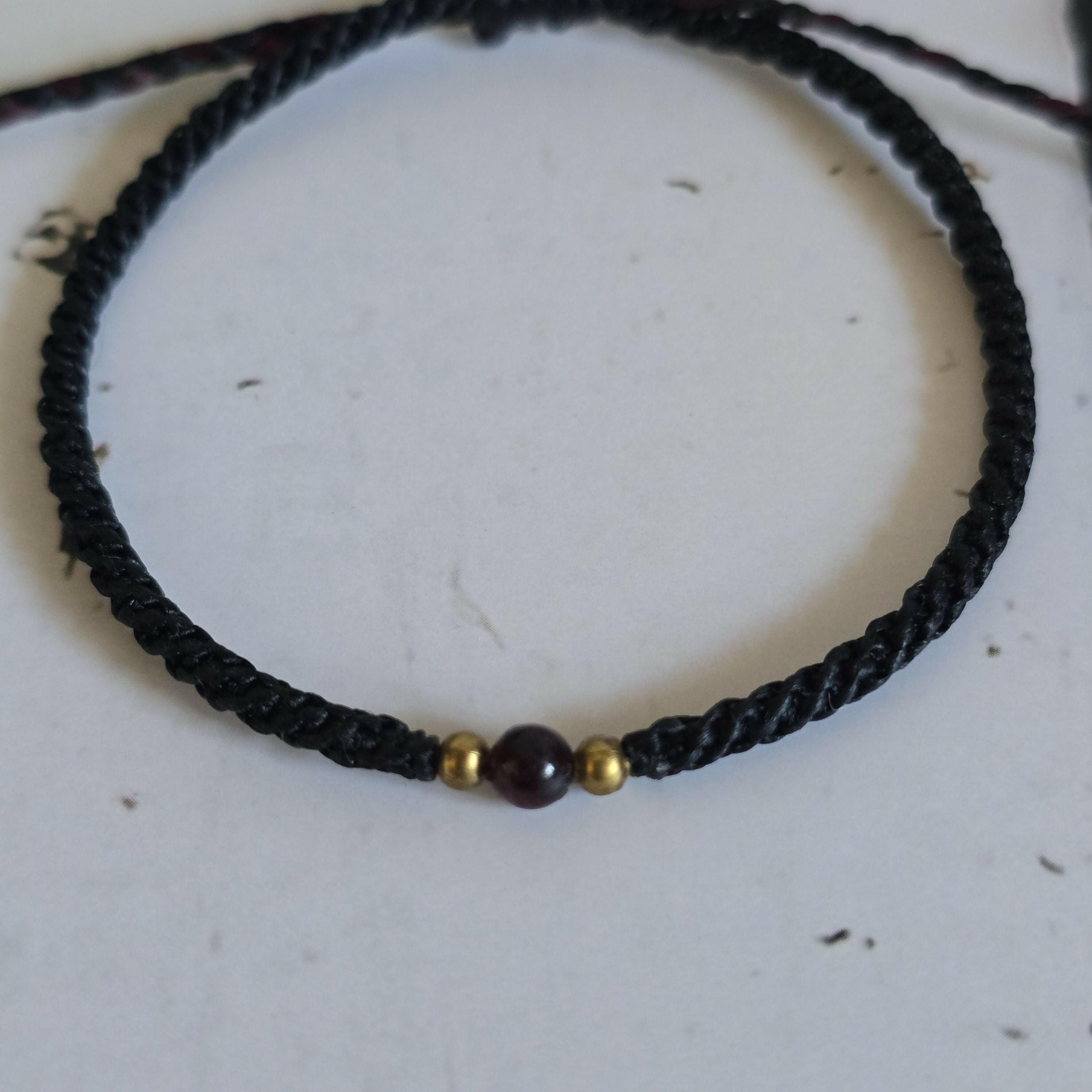 Garnet Birthstone Bracelet; Single Crystal Macrame Adjustible January Gift Bracelet