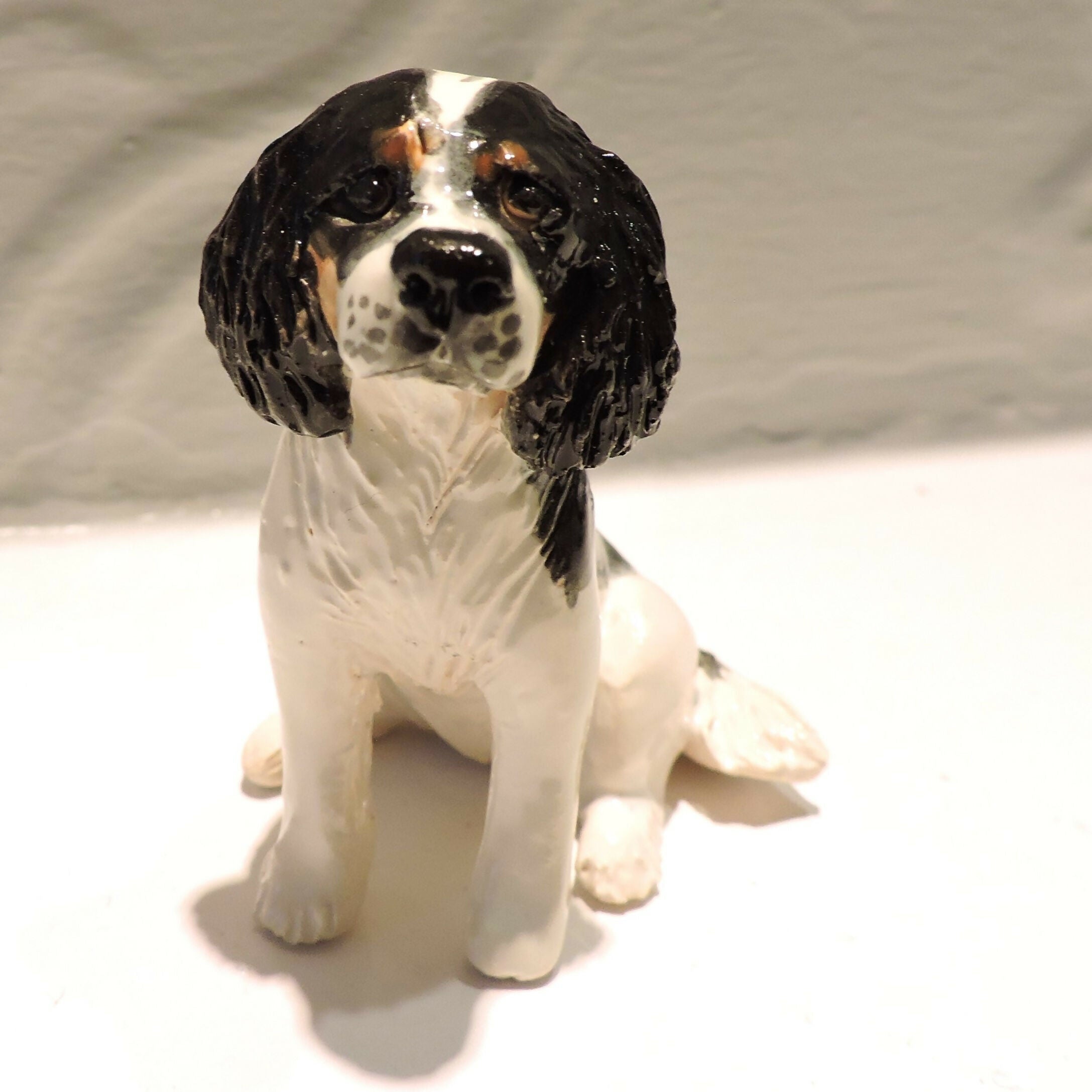 Ceramic cavalier king charles spaniel dog sculpture