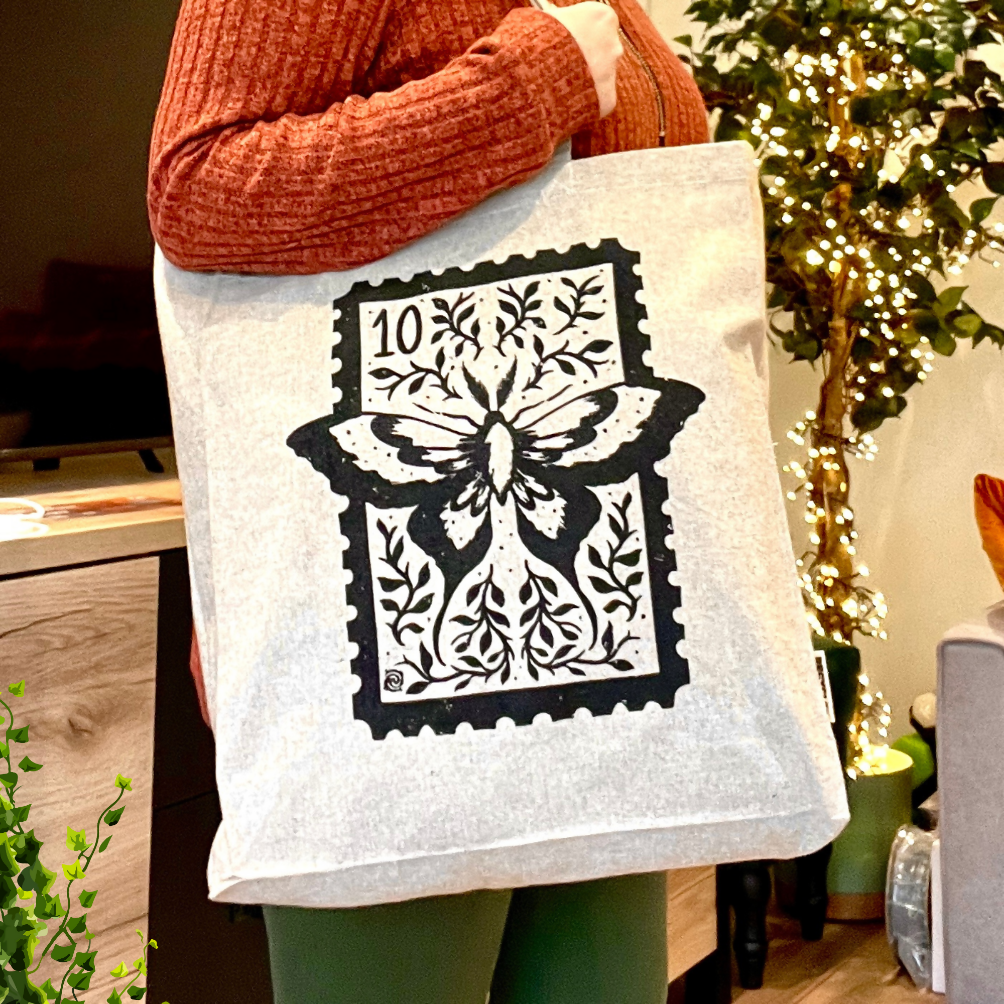 Magical Moth Stamp Tote Bag
