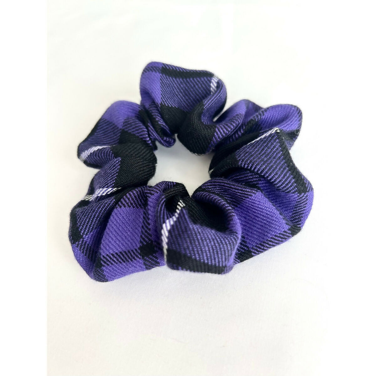 Dark Purple Tartan Hair Scrunchie