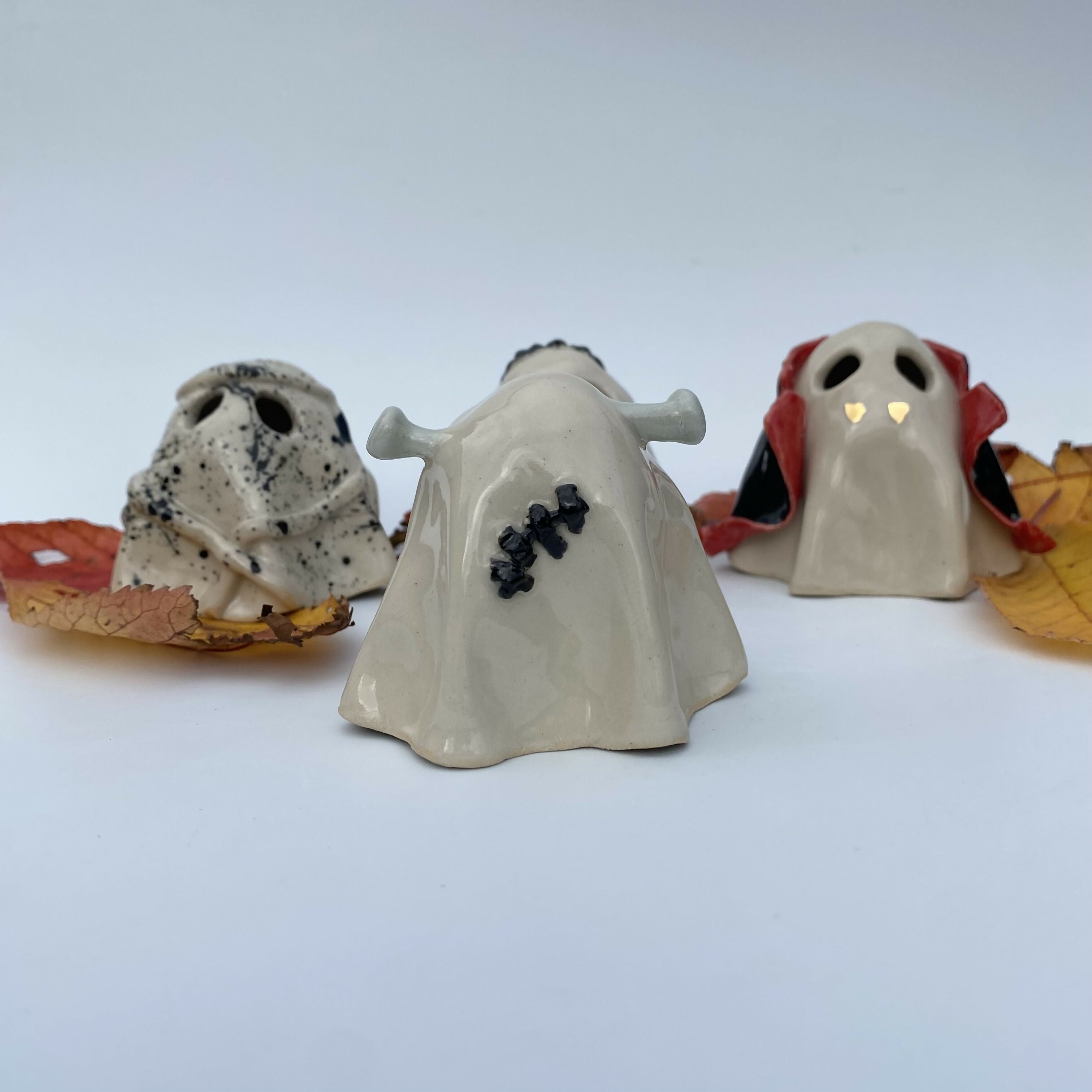 Handmade Ceramic Ghost Ornament Halloween Mystery Box