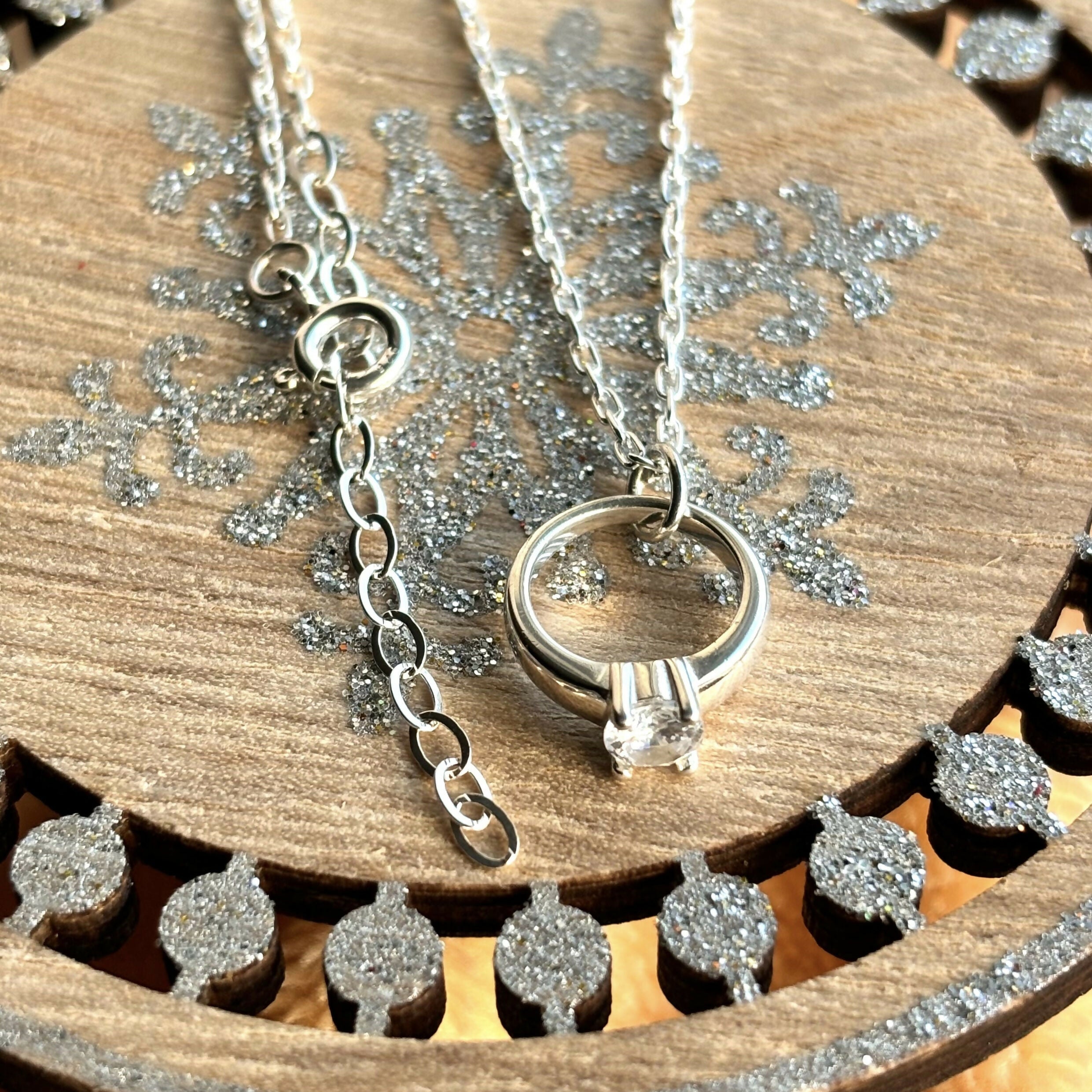 Sterling Silver Solitary Ring Necklace