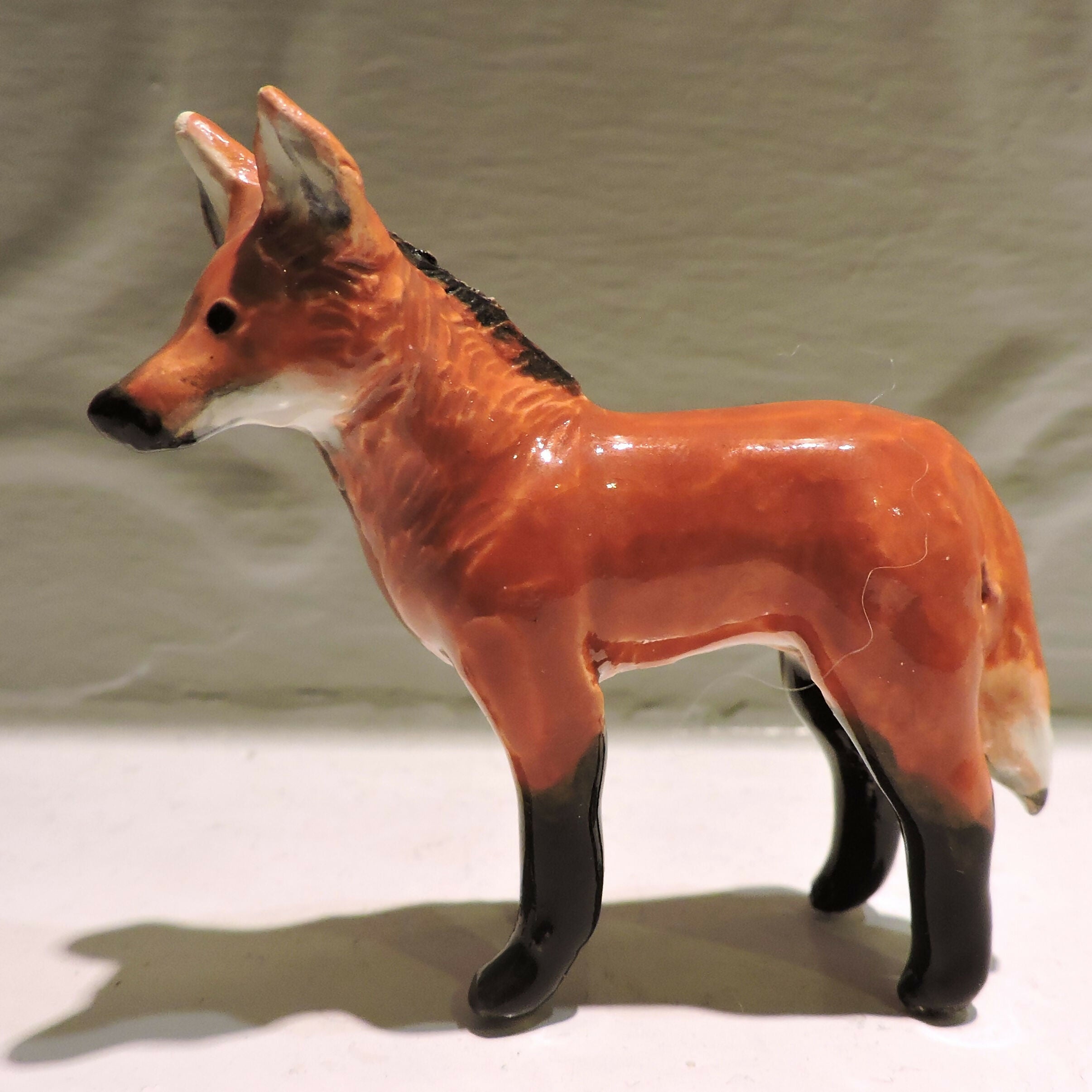 Ceramic Maned Wolf Sculpture