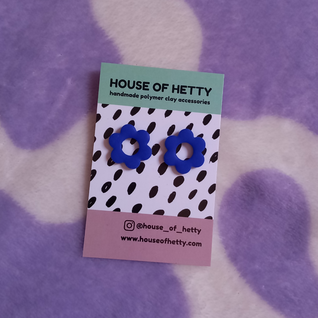 Polymer Clay Daisy Stud Earrings