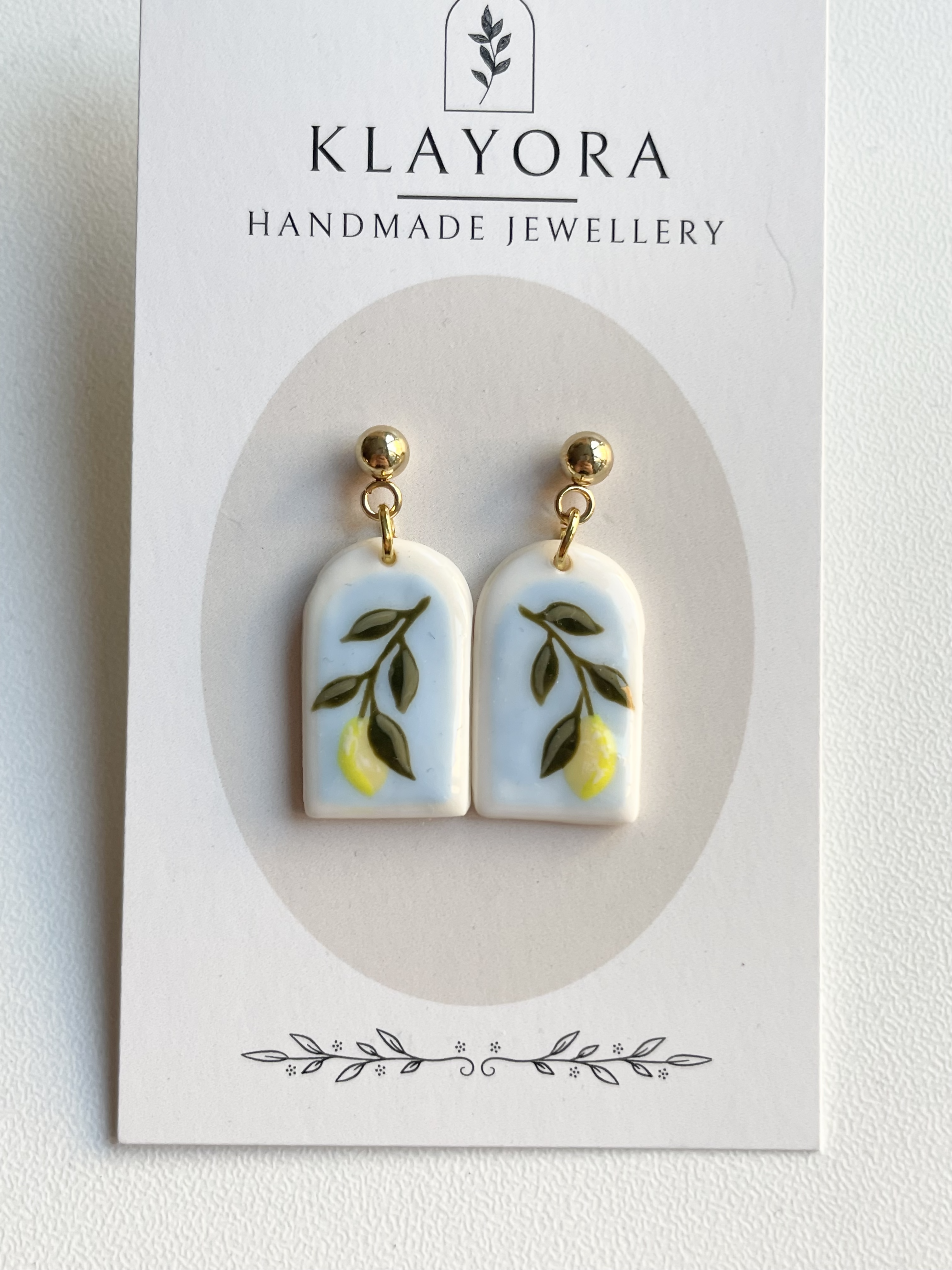 Polymer Clay Earrings With Gold Plated Fastenings