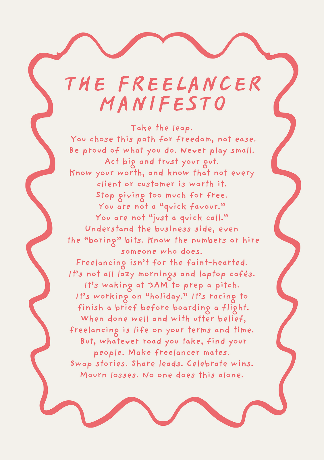 Freelancer Manifesto A5 Art Print