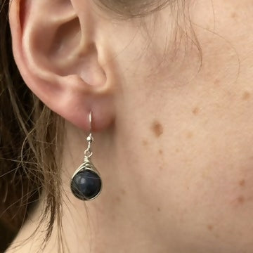 Sodalite Drop Earrings, Sterling Silver