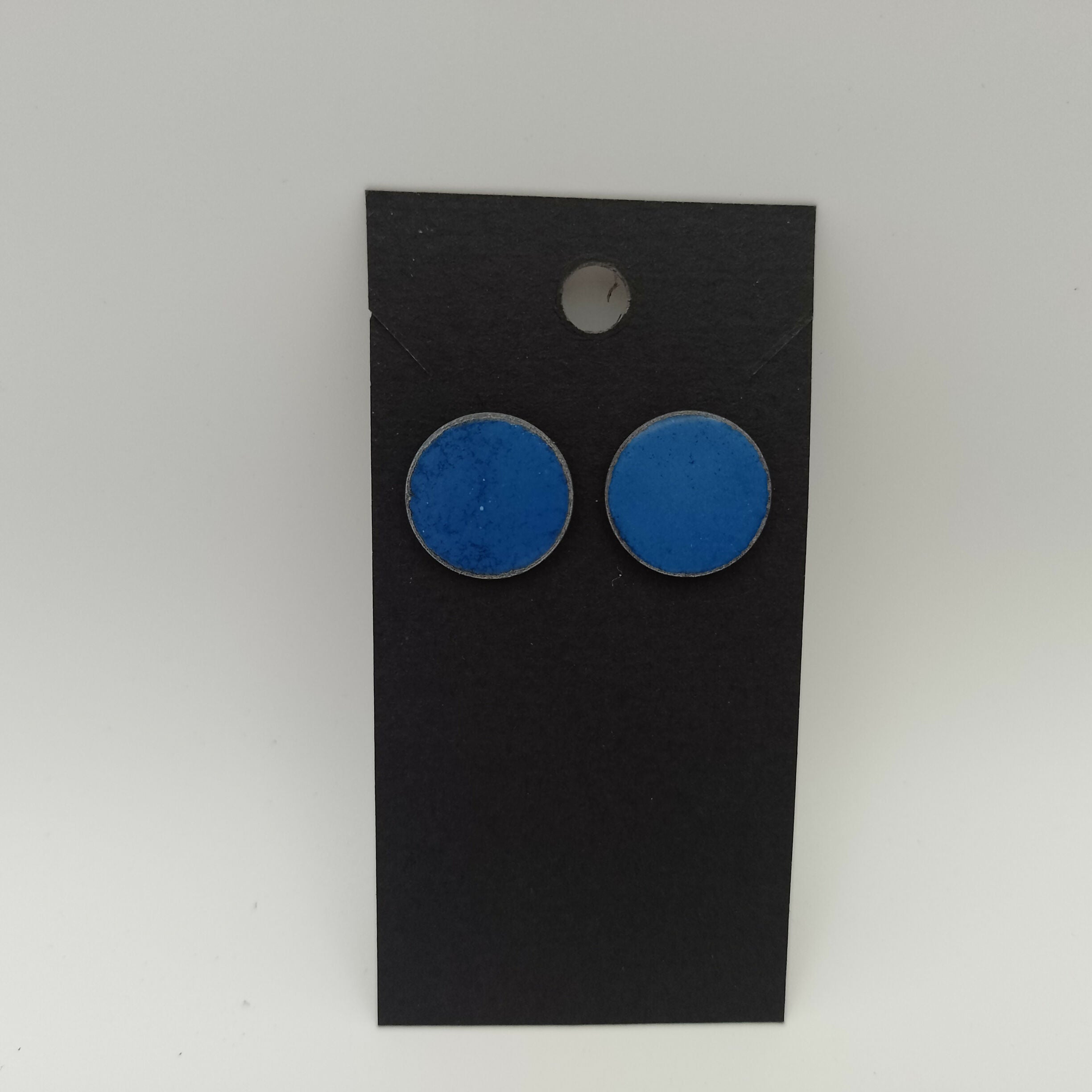Blue Circle Enamel Stud Earrings
