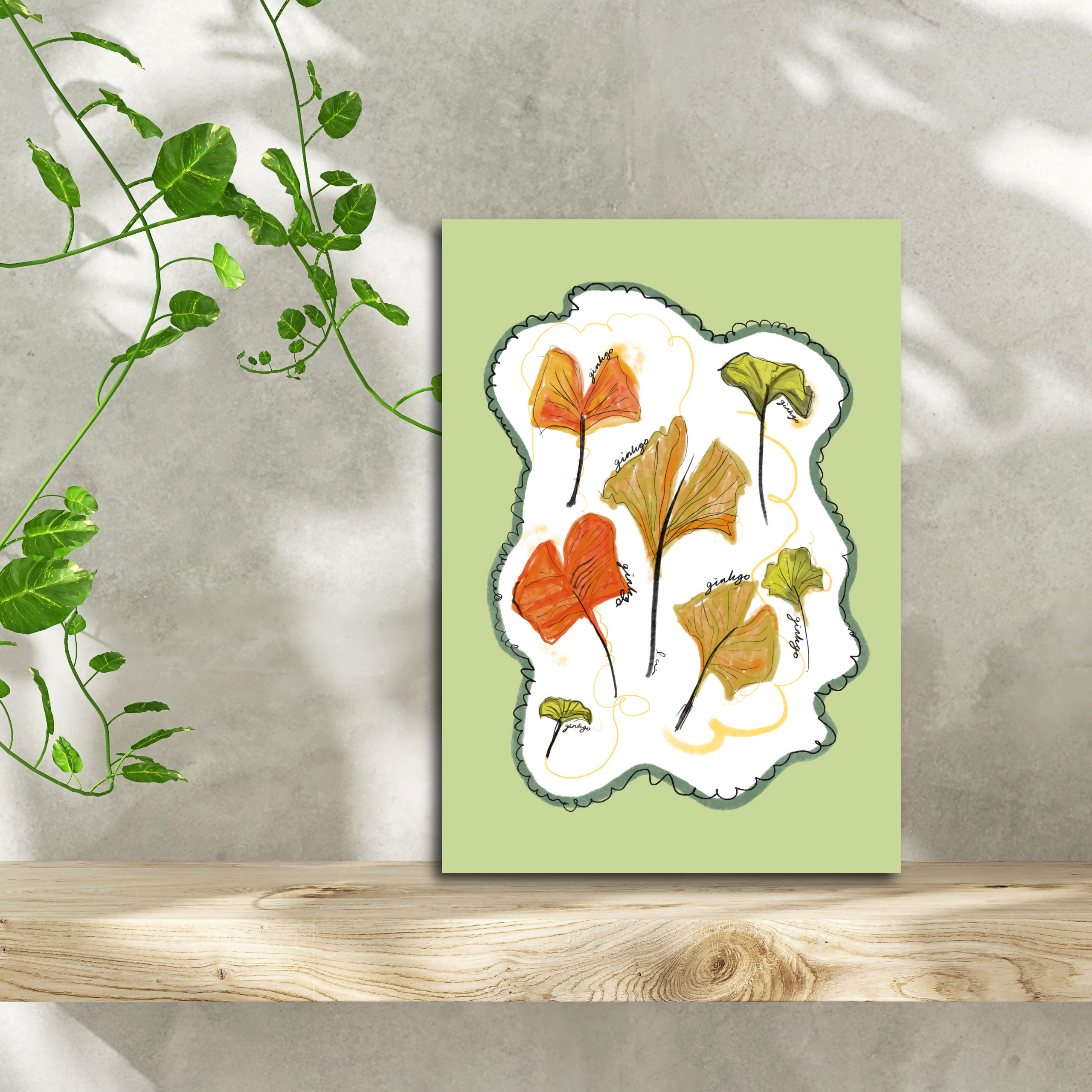 Gingko Leaves A5 Print
