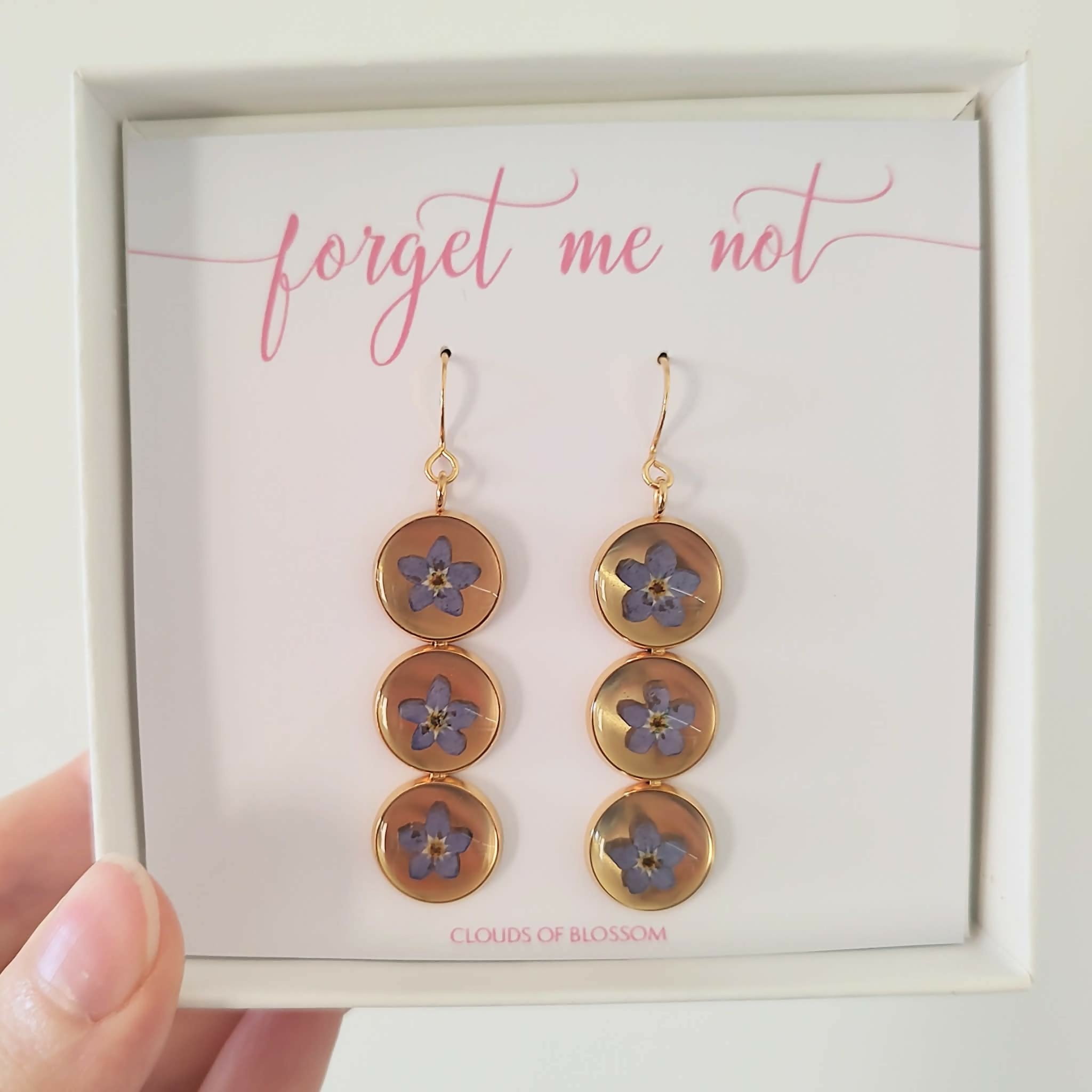 Forget Me Not Triple Circle Earrings Gold Plated