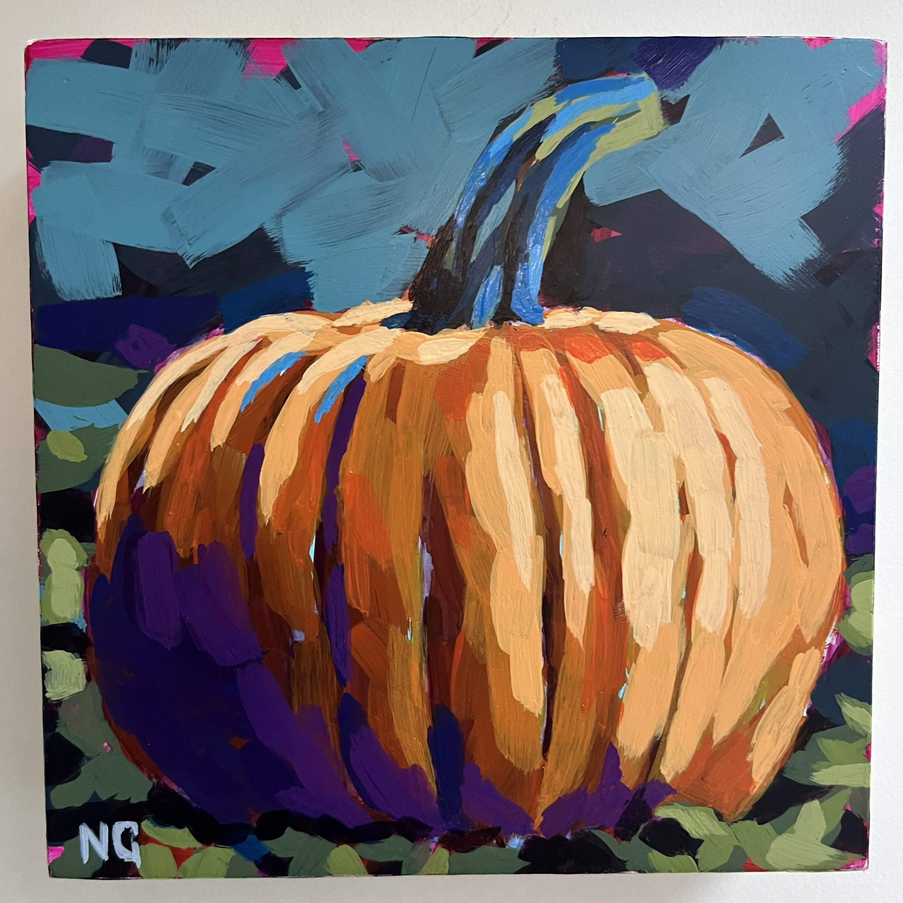 Spooky Halloween Pumpkin - Original Acrylic Painting