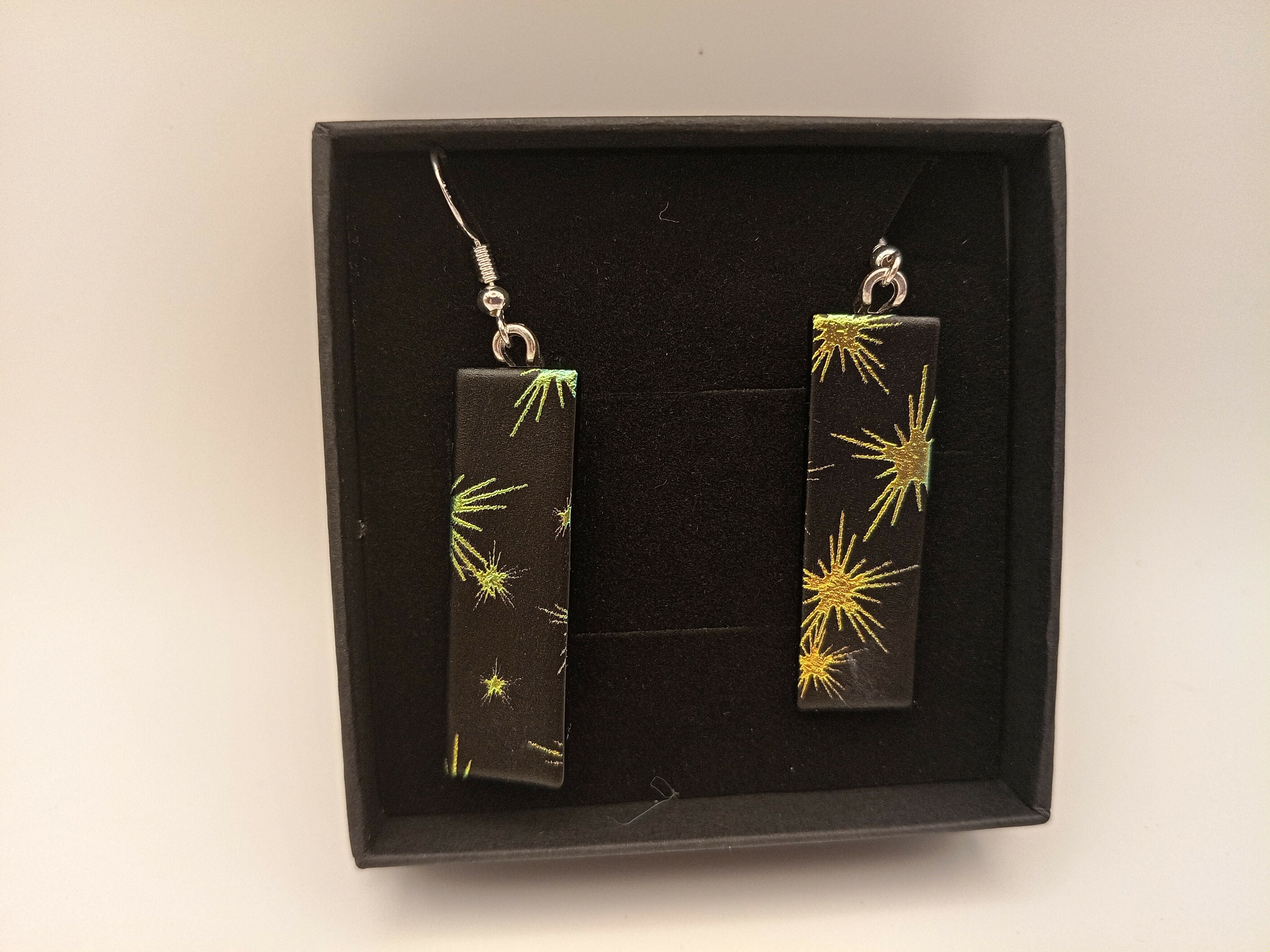Stars on Black Earrings
