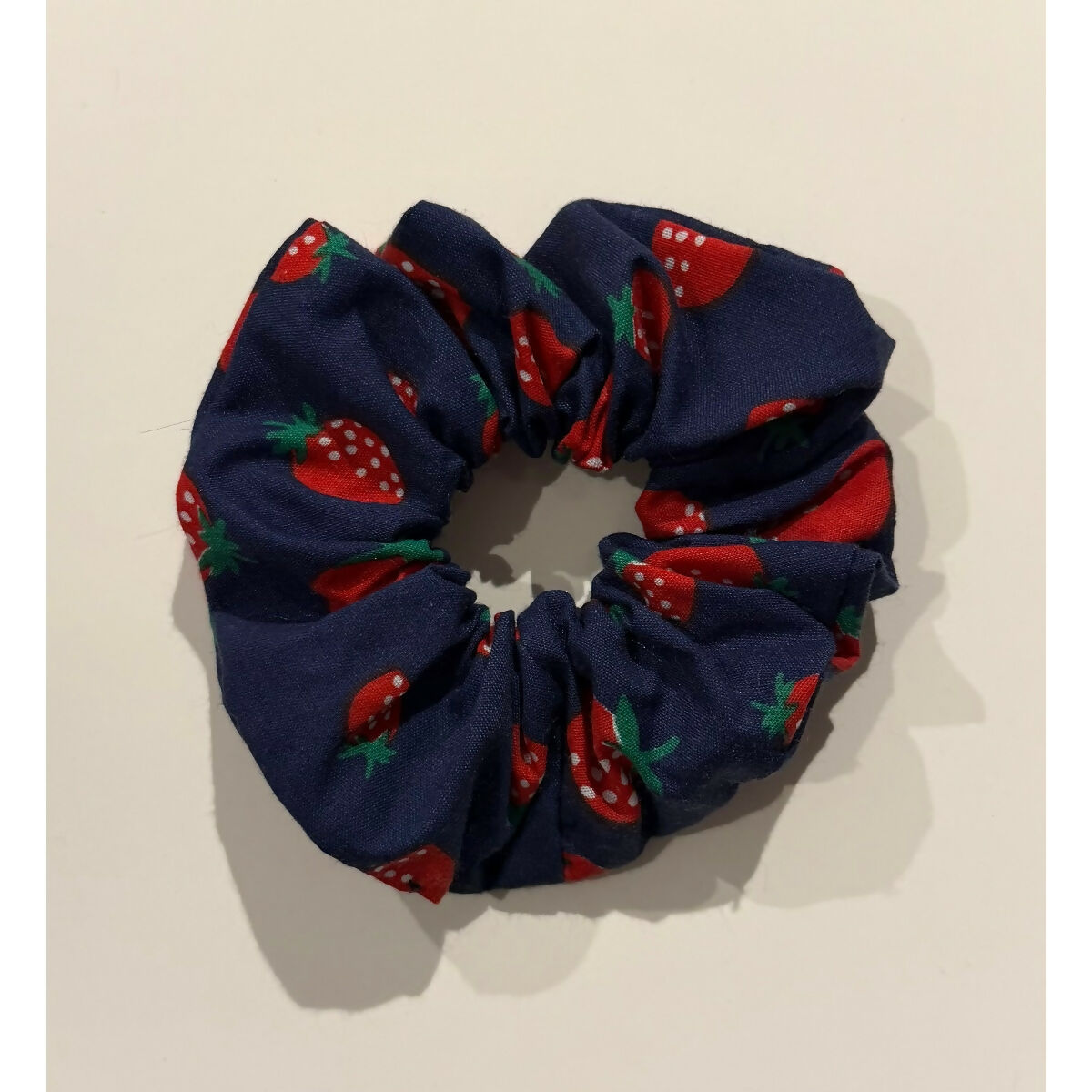 Navy Strawberry Hair Scrunchie