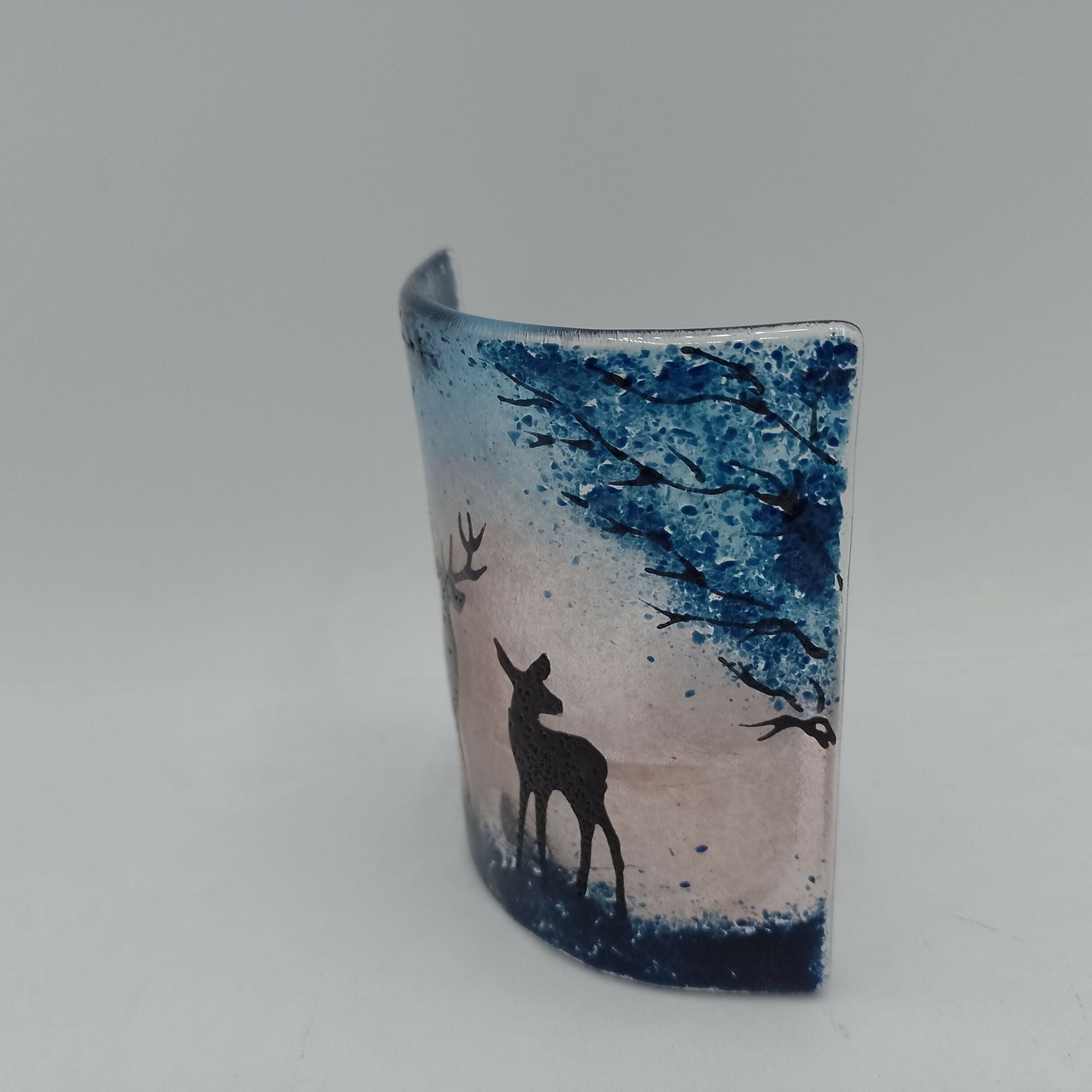 Fused Glass Silhouette Stag and Doe Tealight