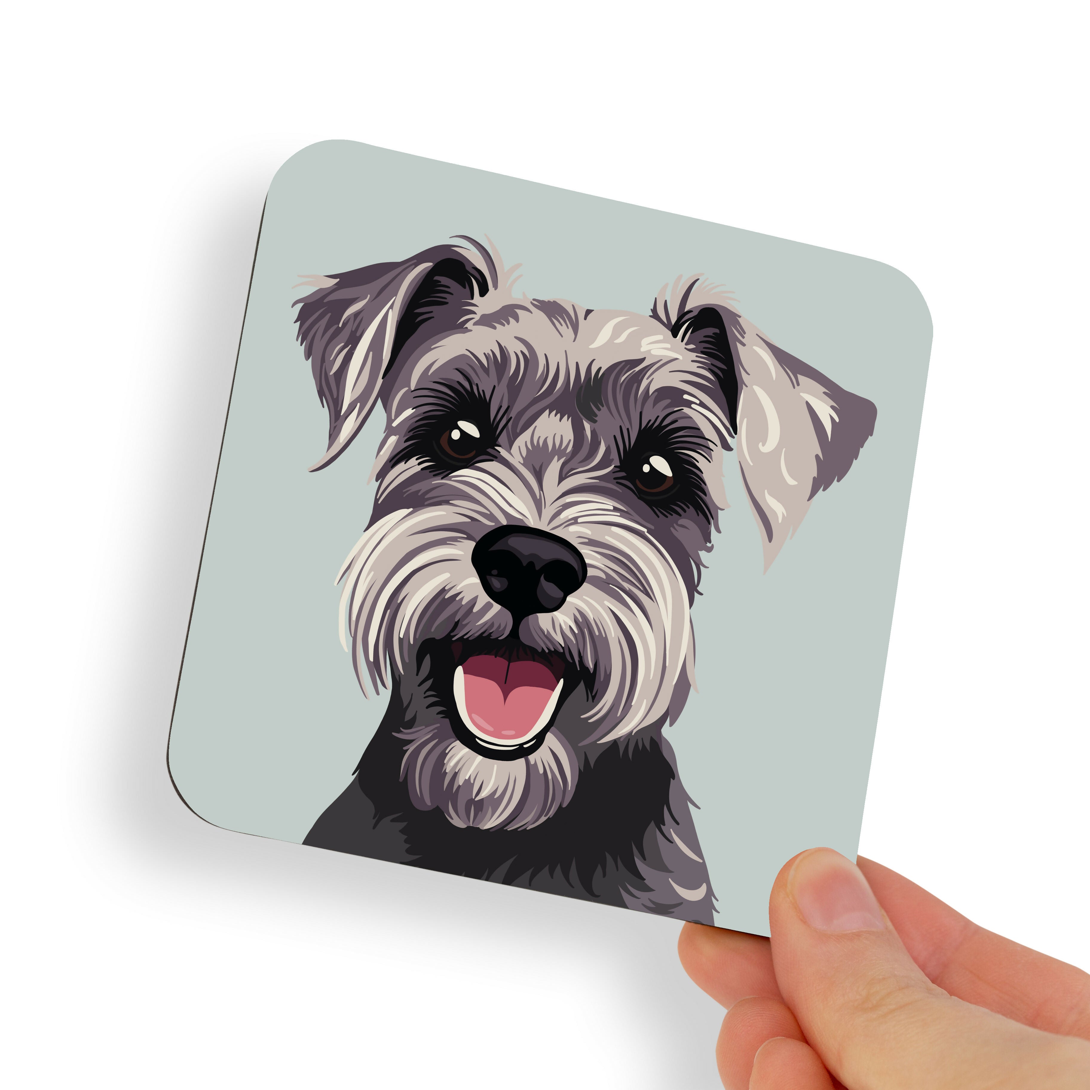 Schnauzer Dark Grey Dog Coaster