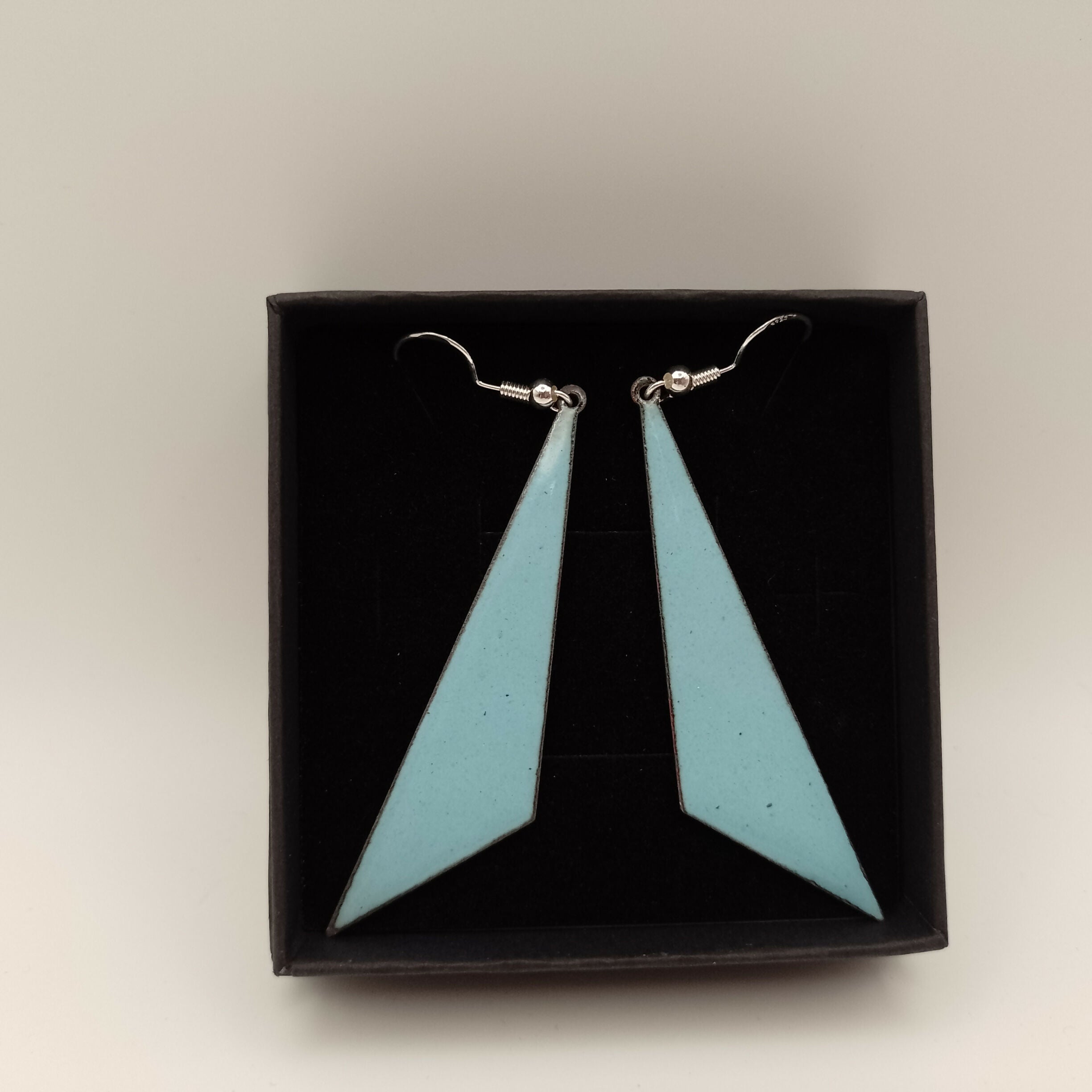 Powder Blue Triangle Drop Earrings