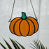 Amber & Streaky Teal Pumpkin Stained Glass Suncatcher